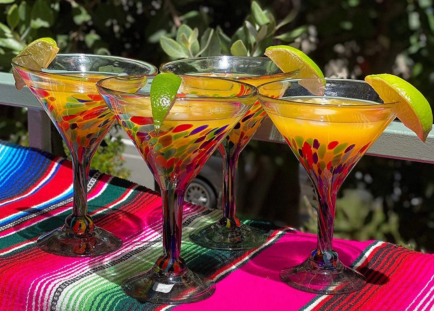 Confetti Carmen Design Modern Margarita Glasses - Martini Style - Set of 4 (12 oz each) - Image 2
