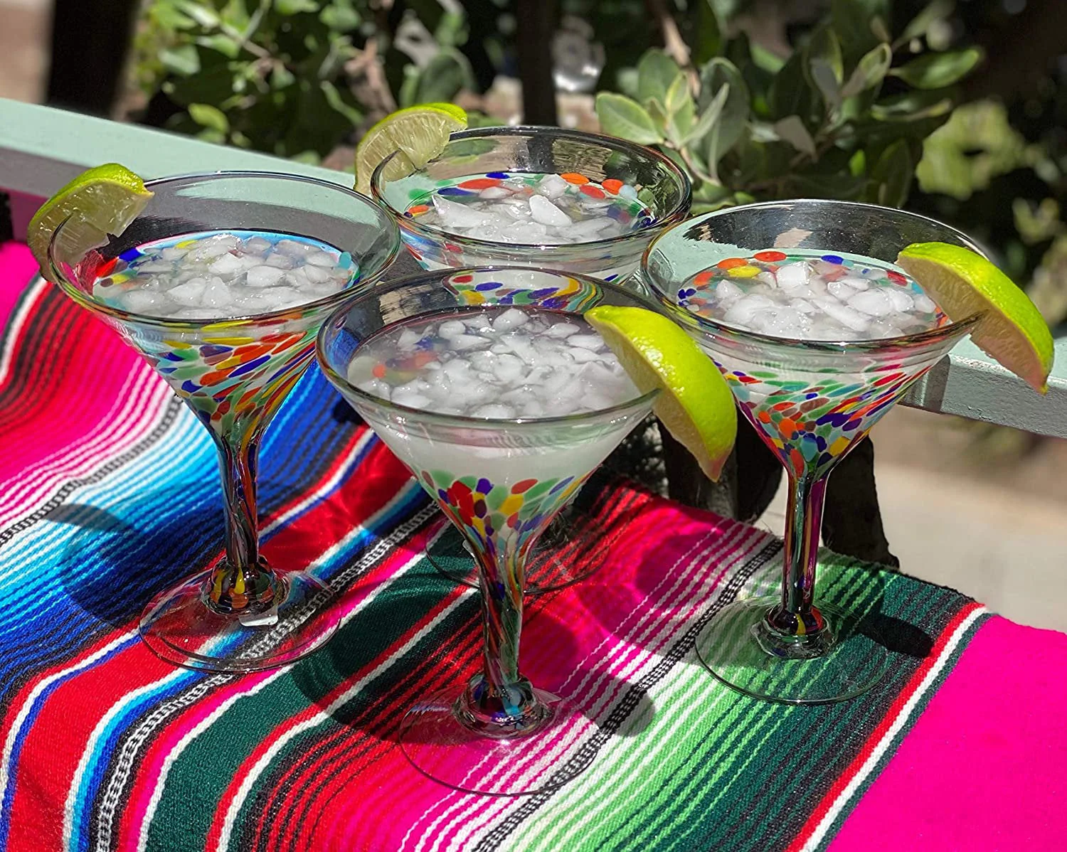 Confetti Carmen Design Modern Margarita Glasses - Martini Style - Set of 4 (12 oz each) - Image 3