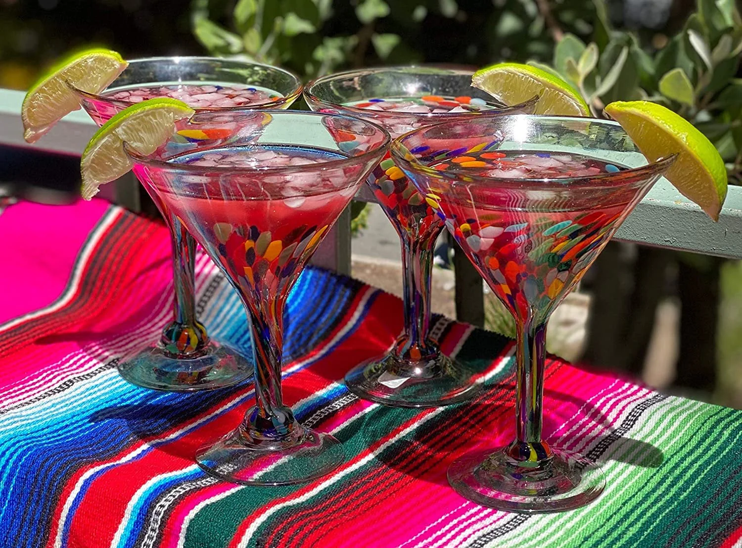 Confetti Carmen Design Modern Margarita Glasses - Martini Style - Set of 4 (12 oz each) - Image 4