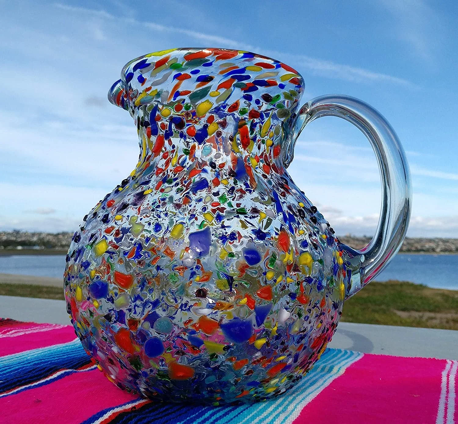 Confetti Rock Design Glass Pitcher - Juice, Margaritas, Water, Lemonade (84 oz) - Image 2