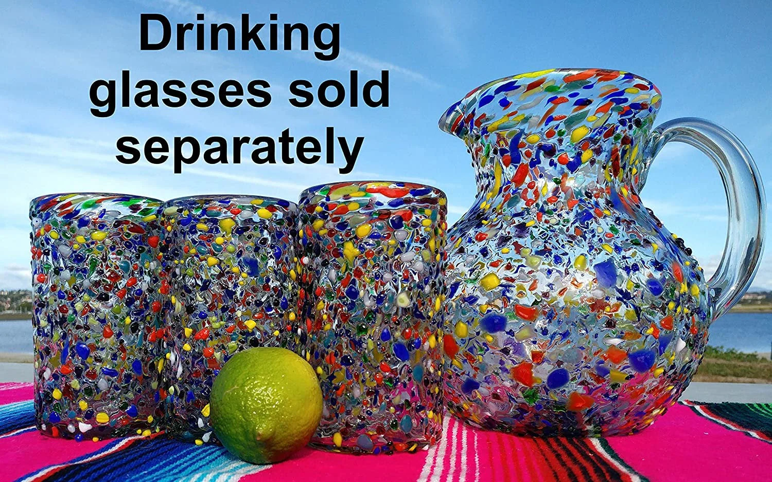 Confetti Rock Design Glass Pitcher - Juice, Margaritas, Water, Lemonade (84 oz) - Image 5