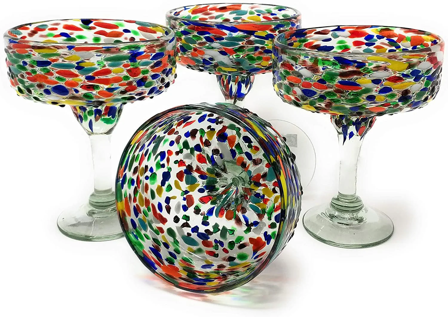 Confetti Rock Margarita Glasses - Set of 4 (16 oz each)