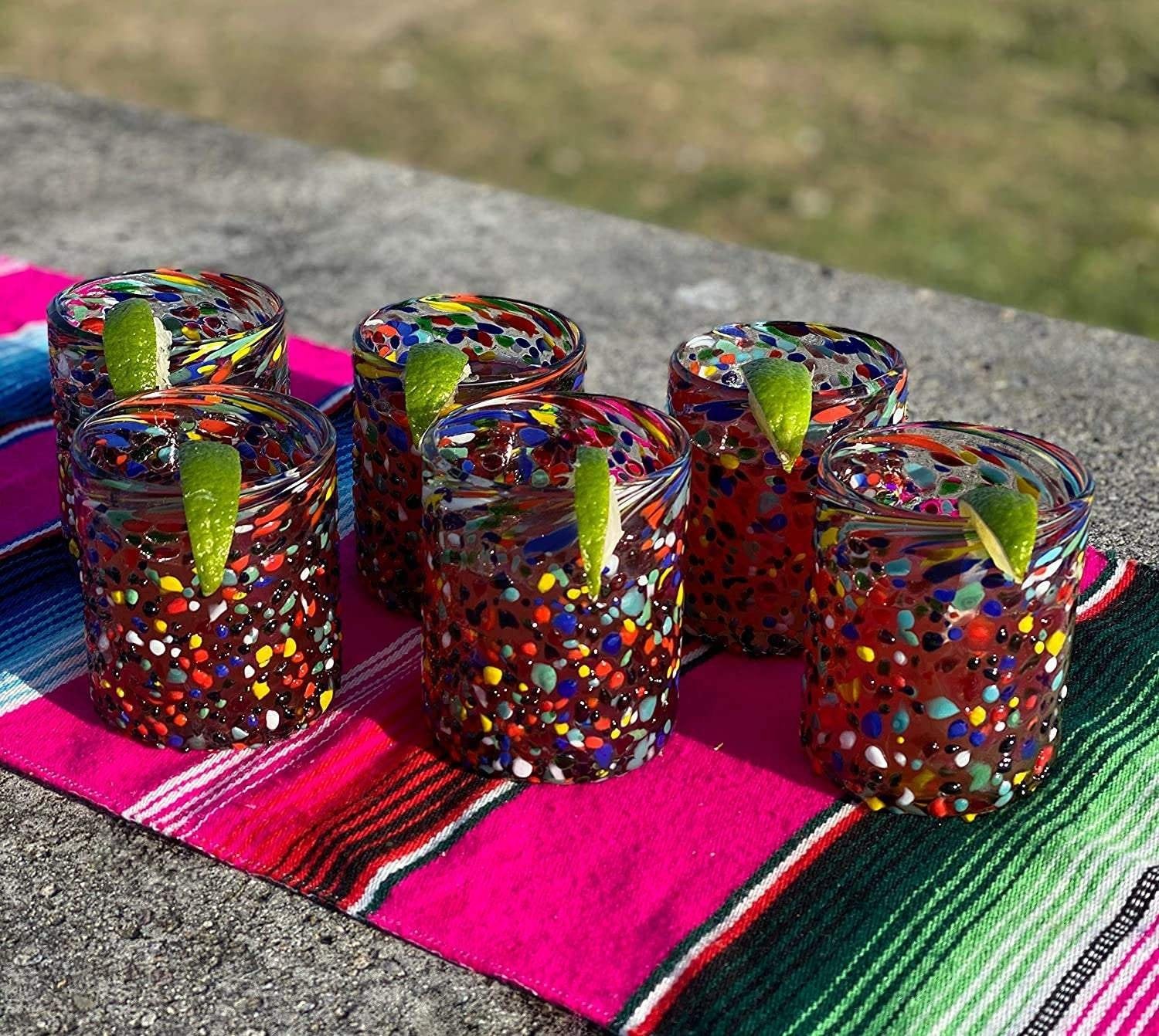 Confetti Rock Tumbler Glasses - Set of 6 (10 oz each) - Image 2