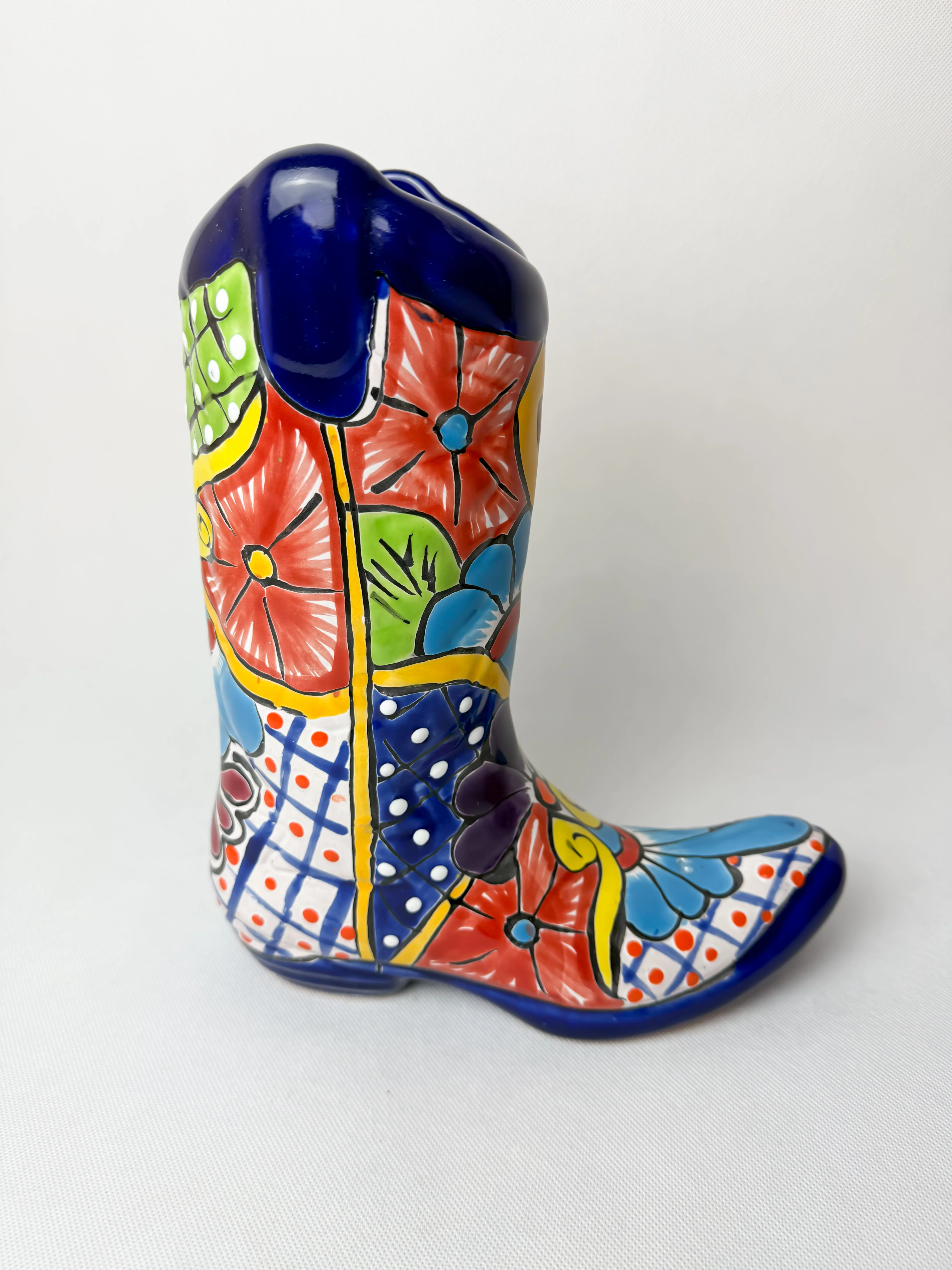 Cowboy Boot Planter 10 In Talavera Boot Vase Talavera Flower Pot Western Home Decor Colorful
