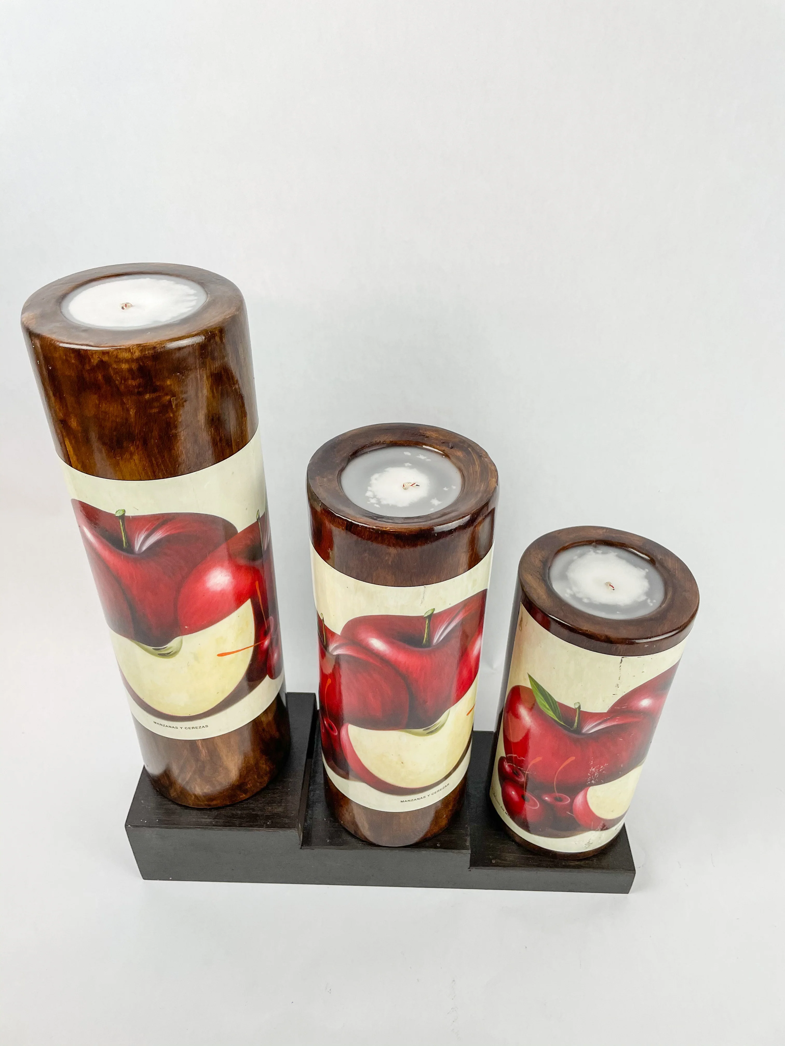 Table Candles Tall Cylinder Candle Set With Wooden Stand - Image 10