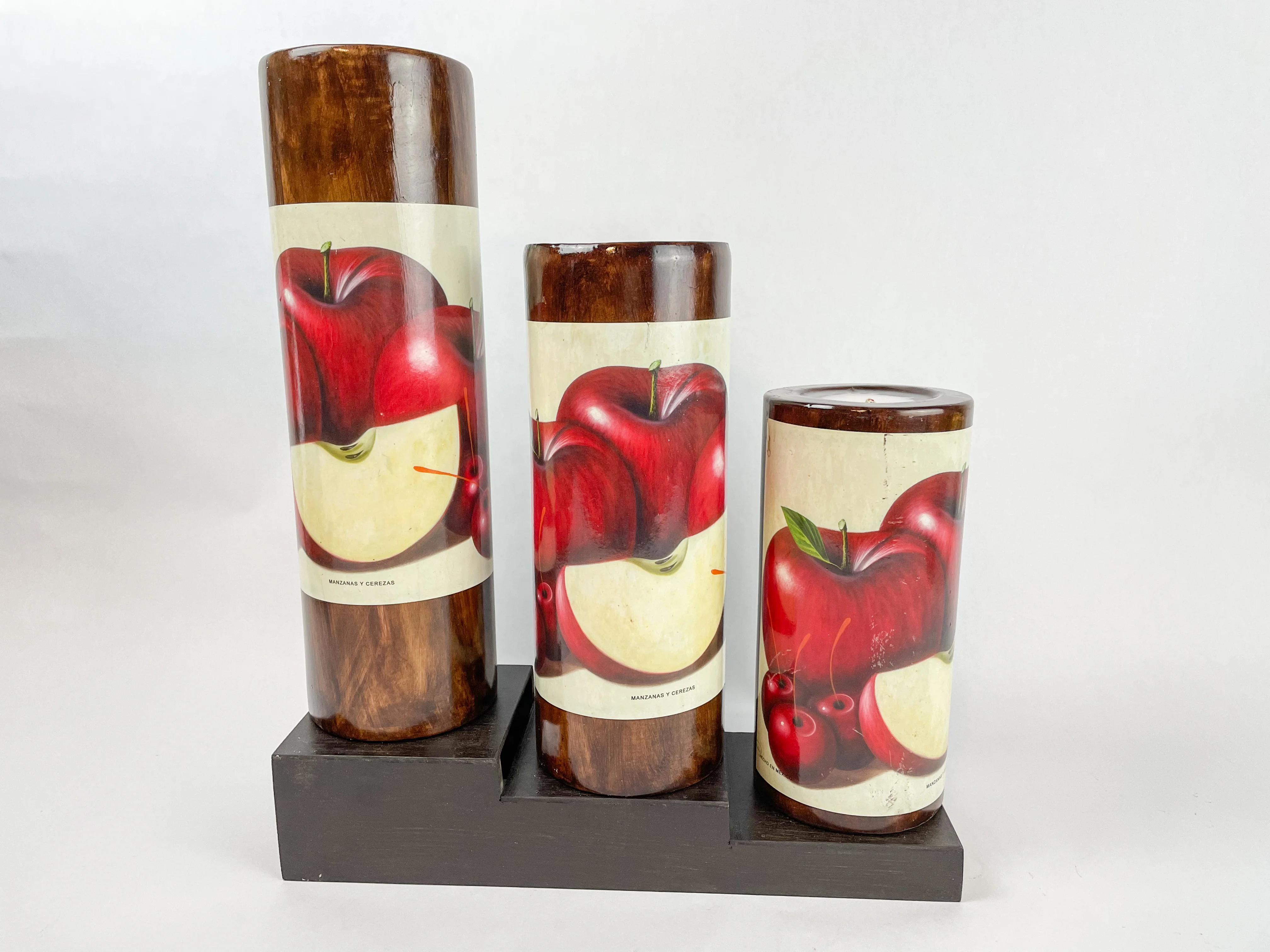 Table Candles Tall Cylinder Candle Set With Wooden Stand - Image 15