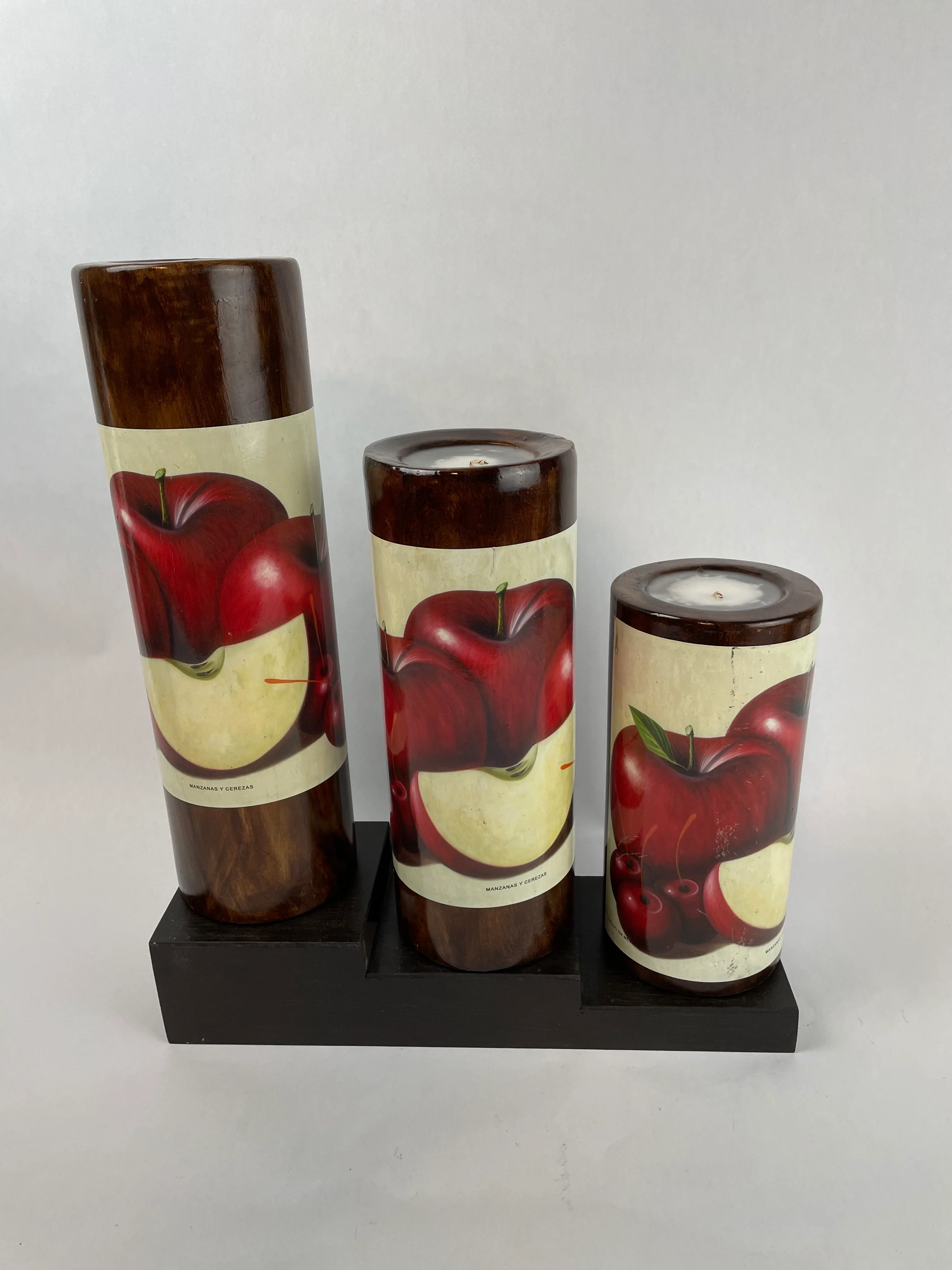 Table Candles Tall Cylinder Candle Set With Wooden Stand - Image 3