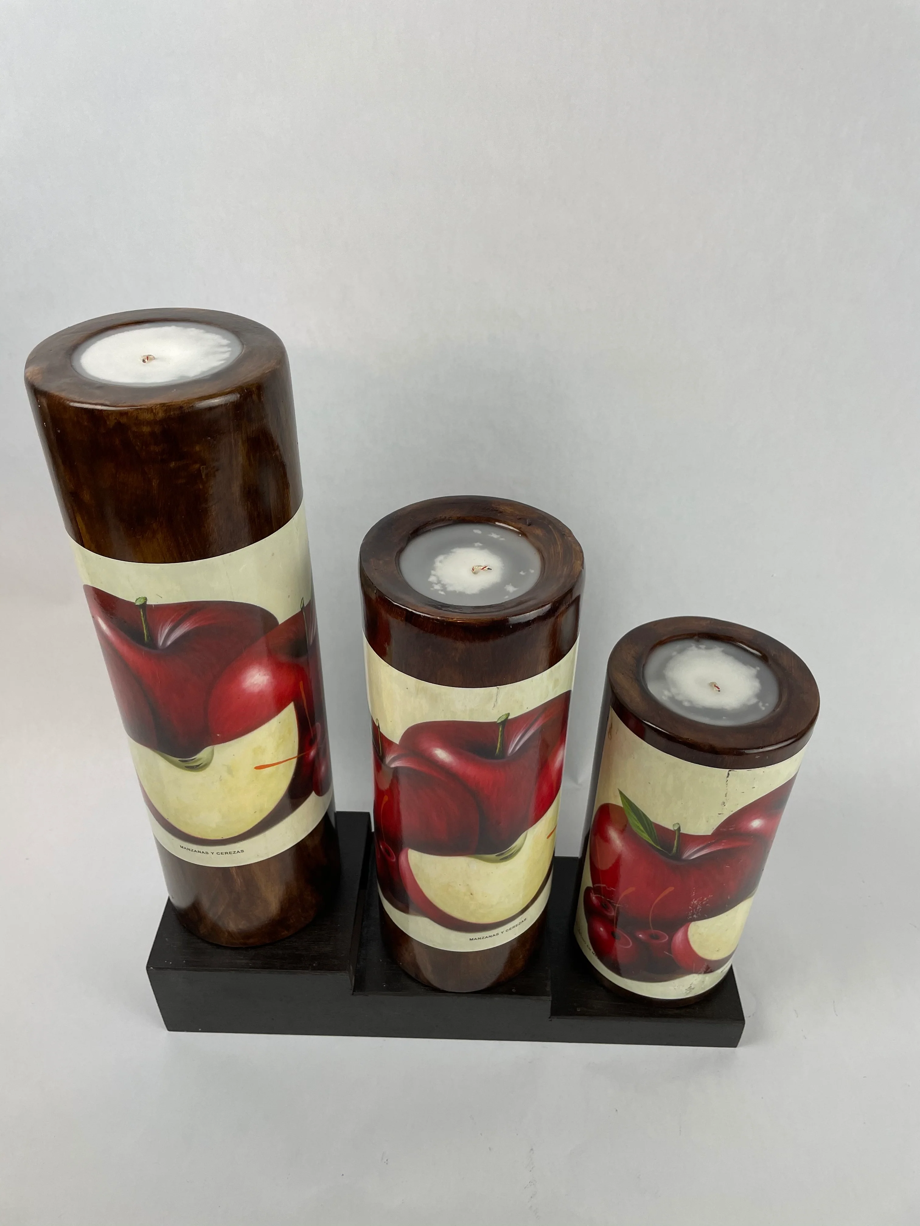 Table Candles Tall Cylinder Candle Set With Wooden Stand - Image 6