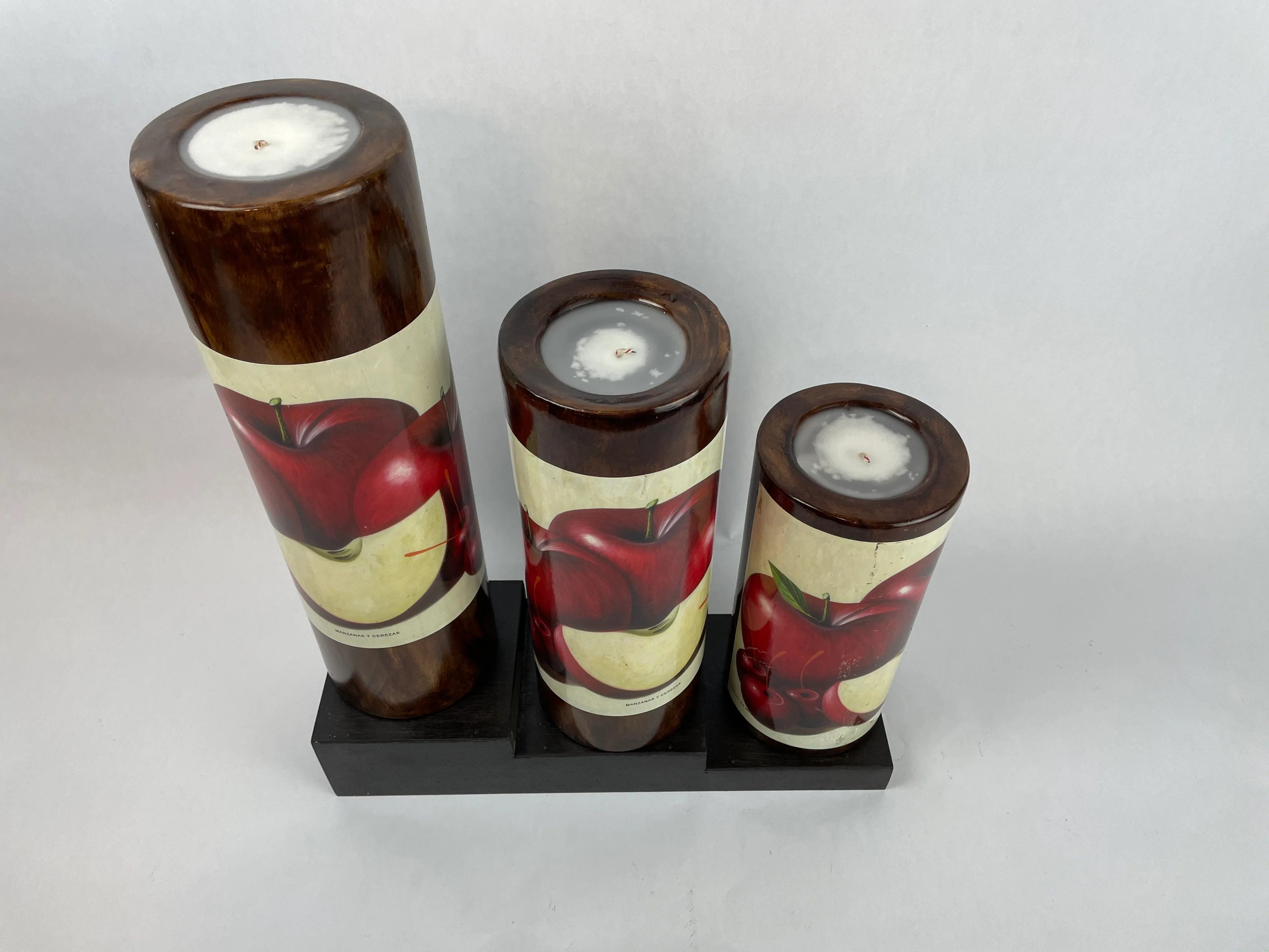 Table Candles Tall Cylinder Candle Set With Wooden Stand - Image 7