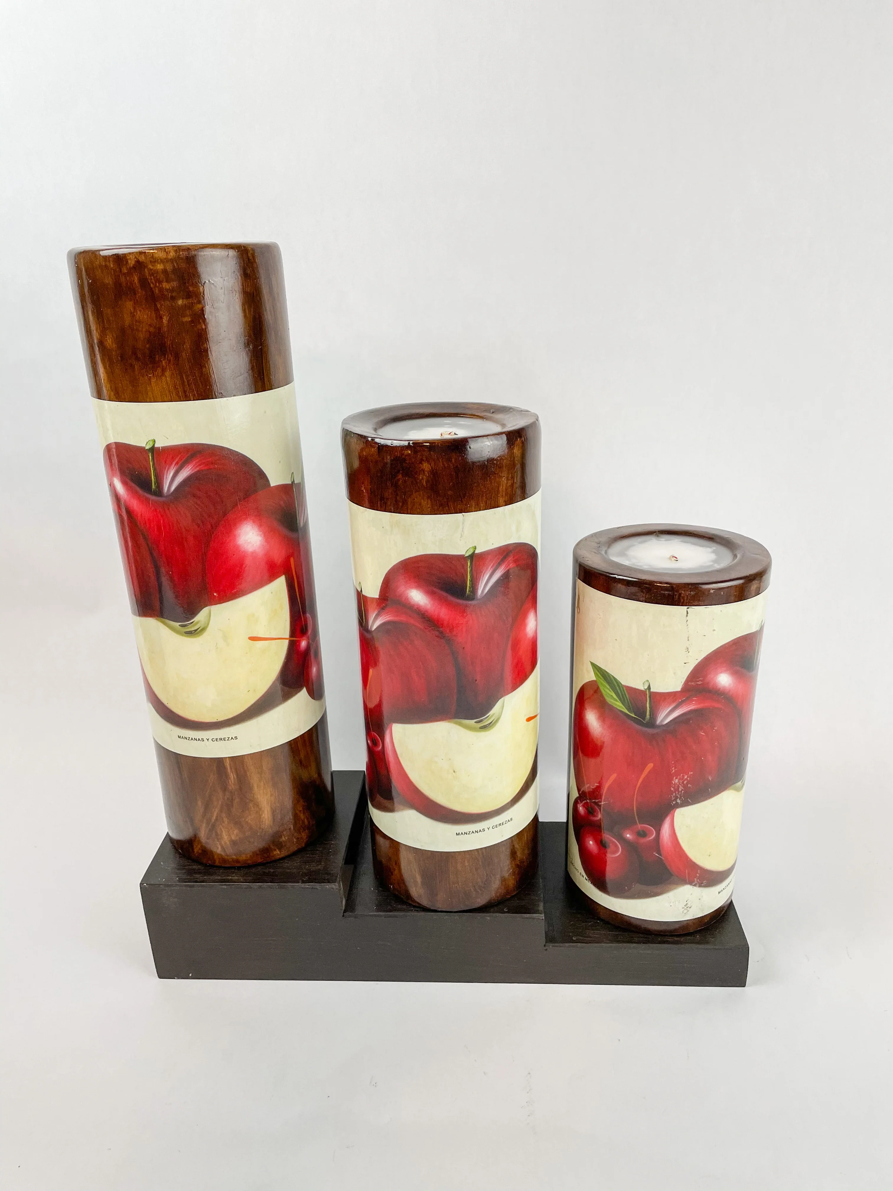 Table Candles Tall Cylinder Candle Set With Wooden Stand - Image 8