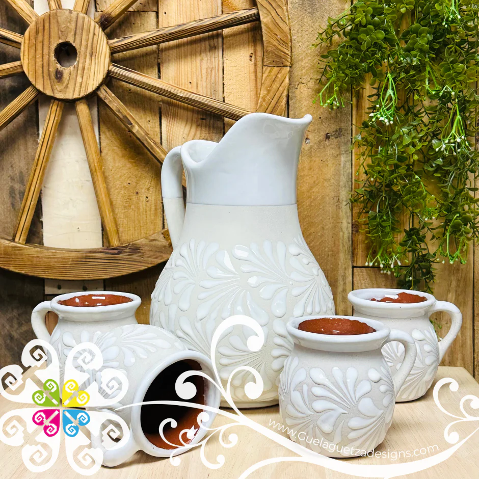 Engobe/White Espiga Pato Pitcher Set - 4 Mugs - Image 7
