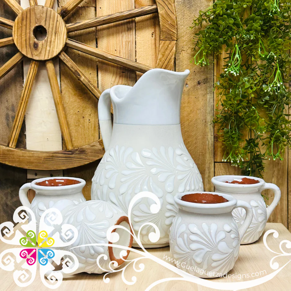 Engobe/White Espiga Pato Pitcher Set - 4 Mugs - Image 8