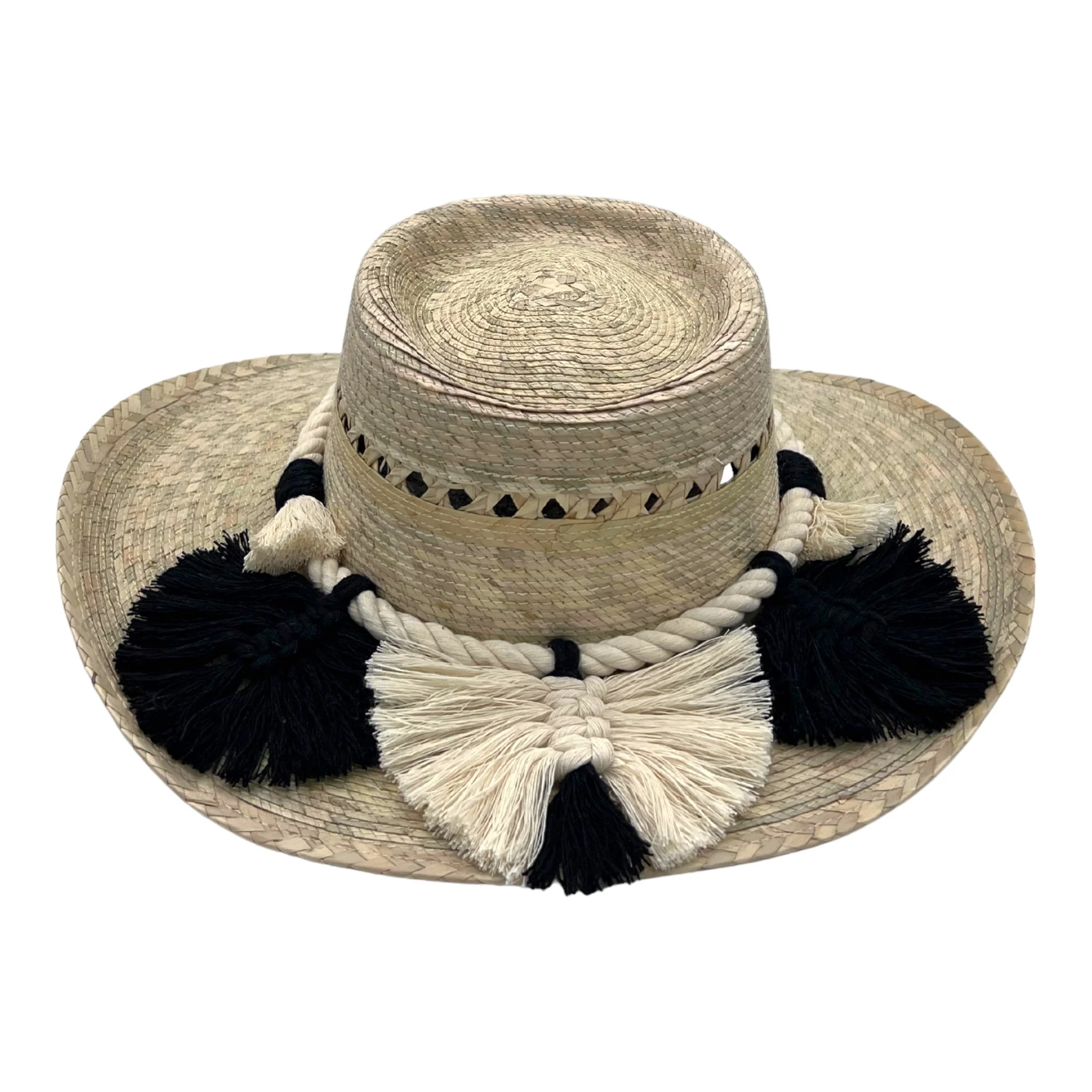 Mexican Straw Hat Espanol Style Hat - Leaves Band - Image 4