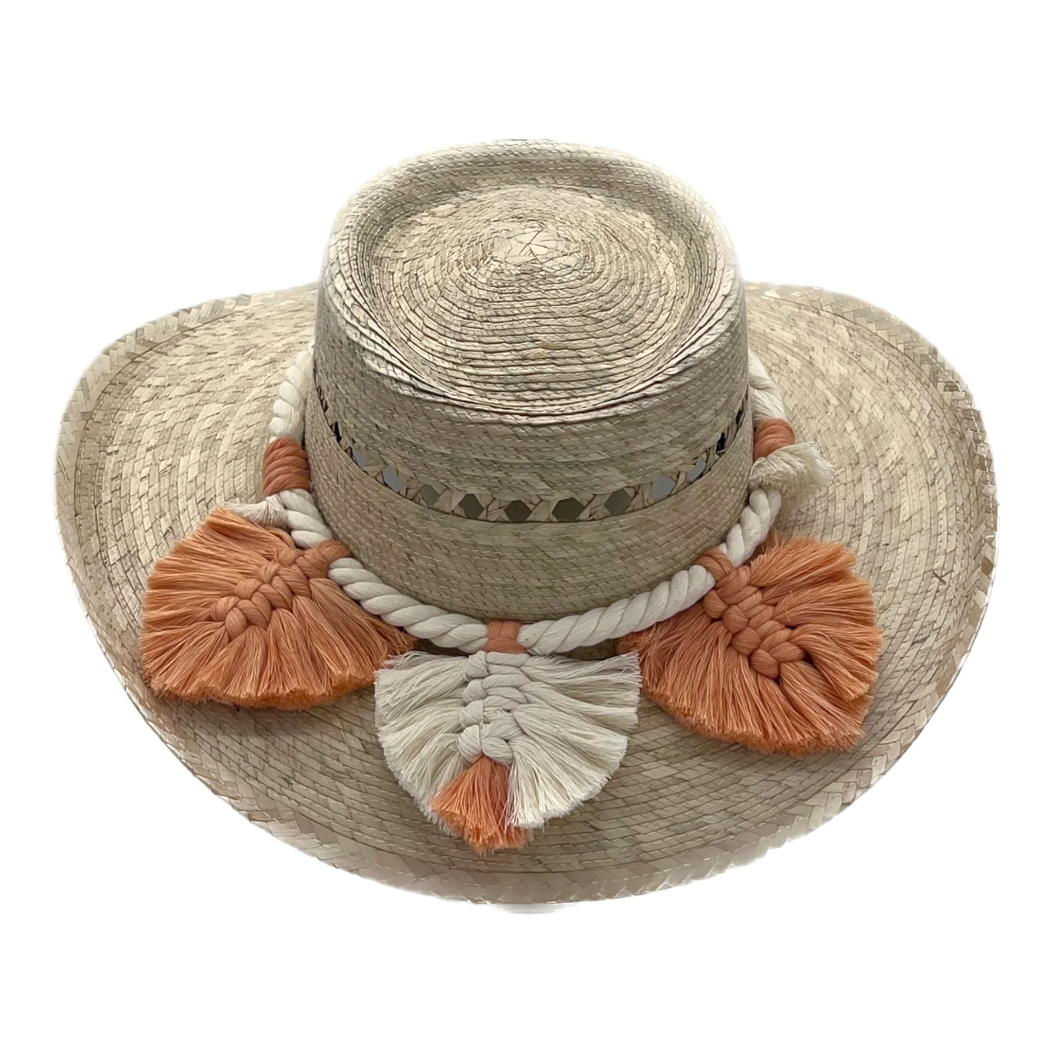 Mexican Straw Hat Espanol Style Hat - Leaves Band - Image 5