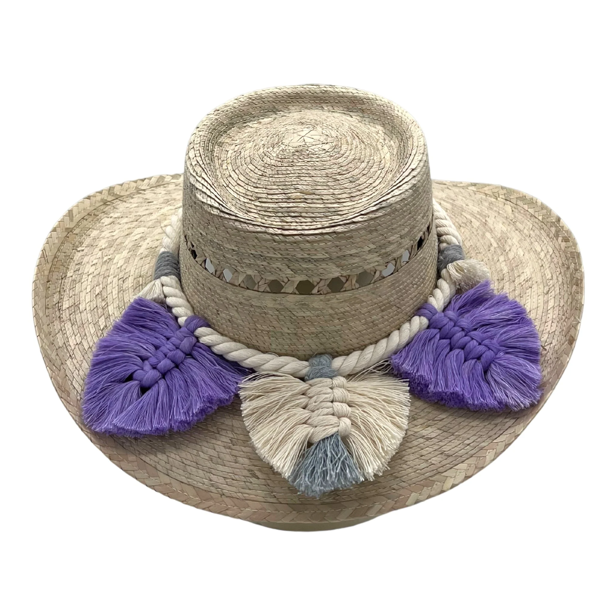Mexican Straw Hat Espanol Style Hat - Leaves Band - Image 6