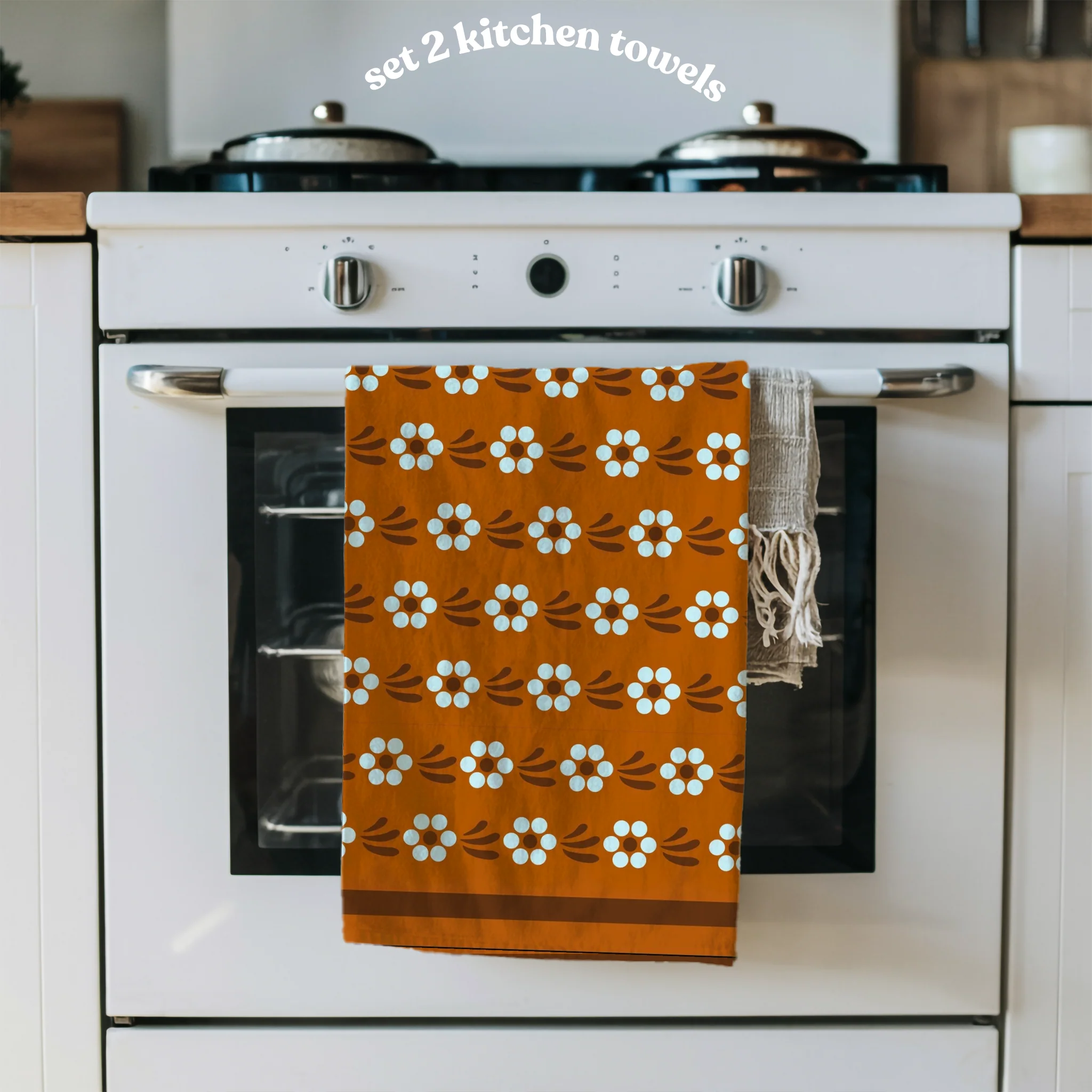 Flores de barro Clay kitchen towel. Mexican Set of 2 kitchen towels. - Image 5