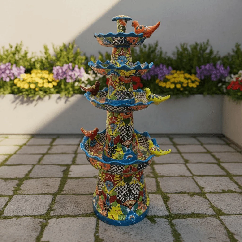 Grand Talavera Garden Fountain | Handcrafted Mexican Art - Image 4