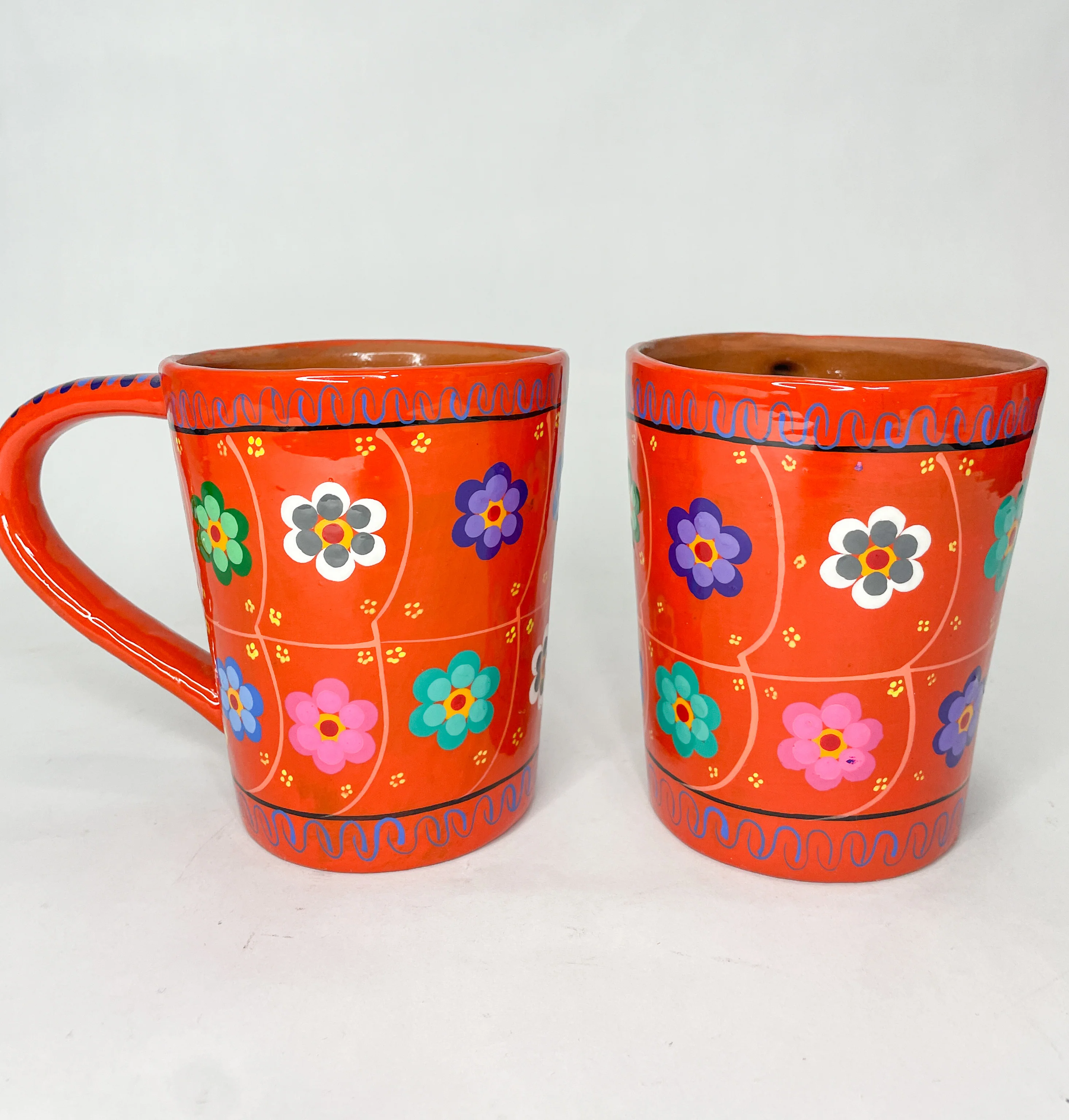 Guerrero Cups 2Pc Set Mexican Clay Tazas de Barro Cups Hand Painted Mexican Clay Mug Mexican Cups - Image 5