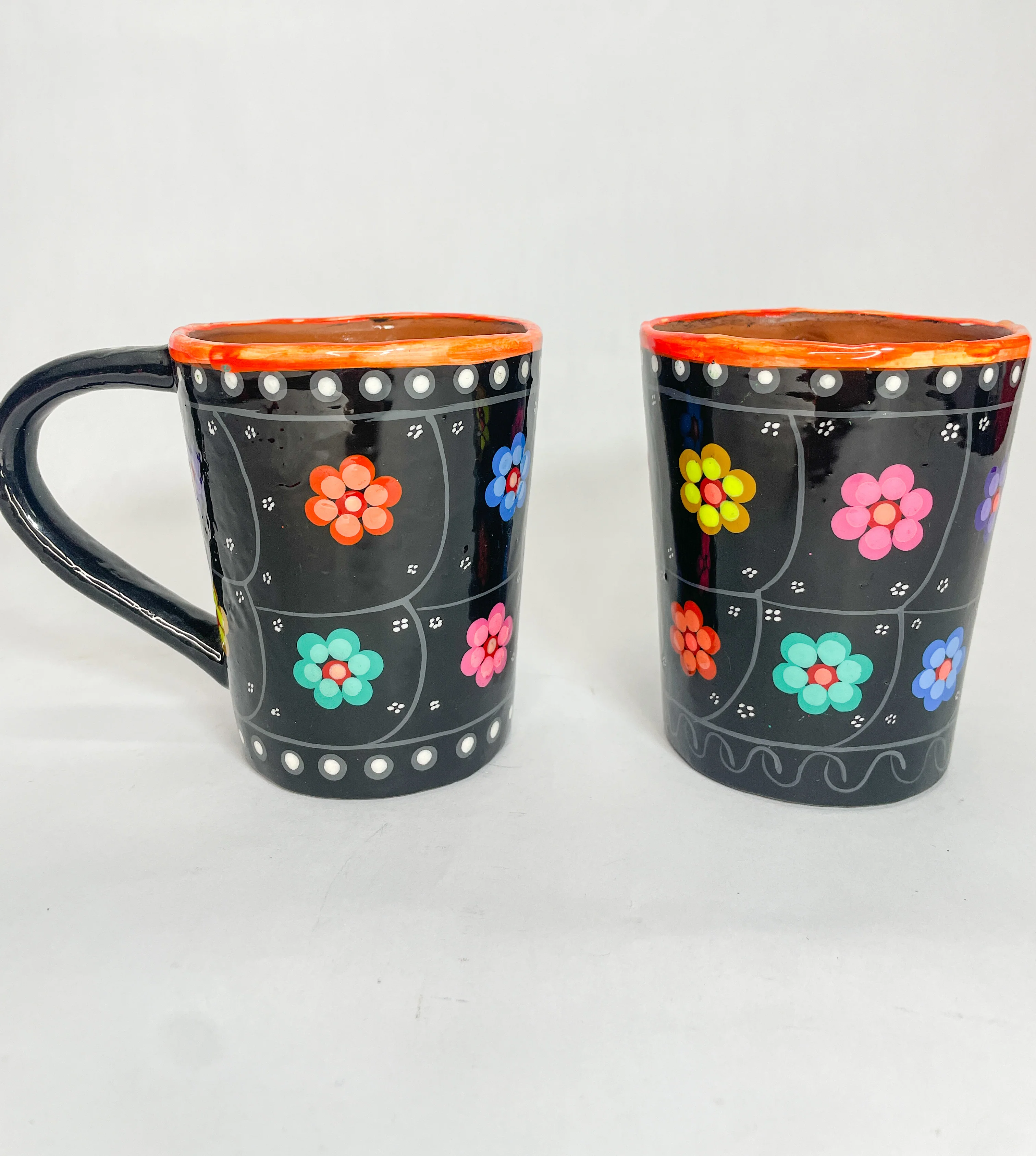 Guerrero Cups 2Pc Set Mexican Clay Tazas de Barro Cups Hand Painted Mexican Clay Mug Mexican Cups - Image 8