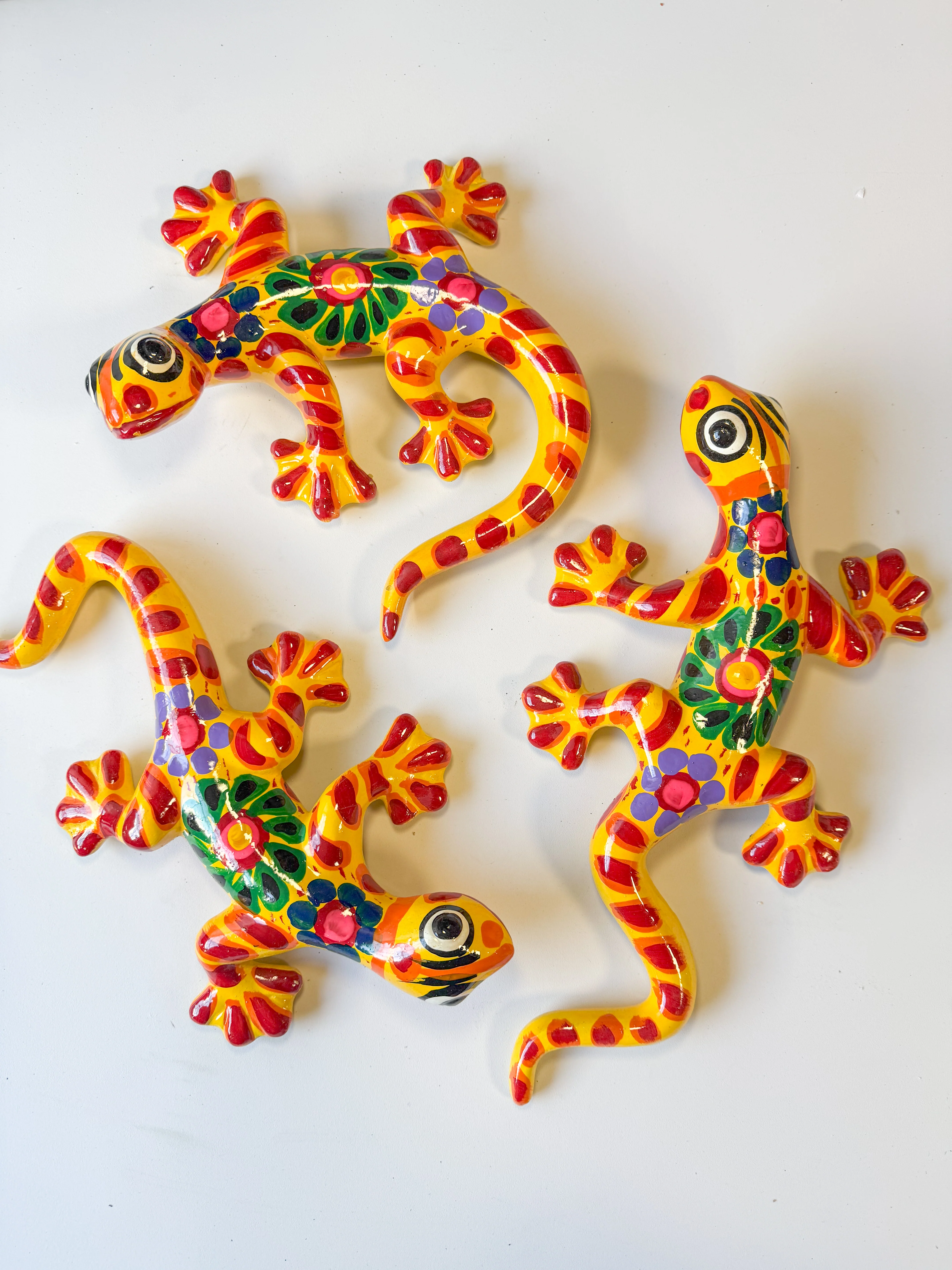 Guerrero Pottery Mexican Wall Hangings 3 Pc Gecko Wall Decor Gecko Animal Gecko Lagartija Juego de Lagartijas - Image 6