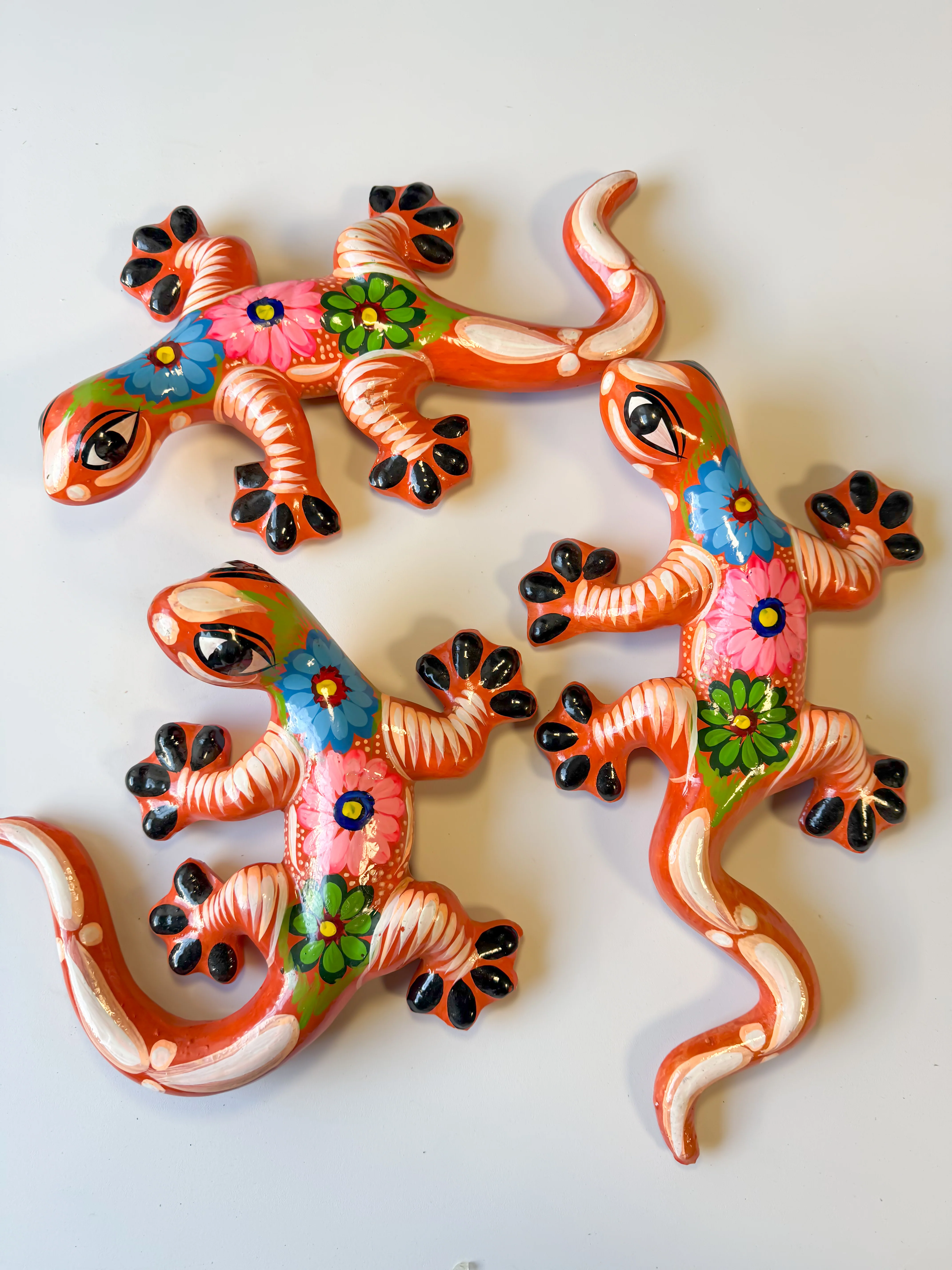 Guerrero Pottery Mexican Wall Hangings 3 Pc Gecko Wall Decor Gecko Animal Gecko Lagartija Juego de Lagartijas - Image 7