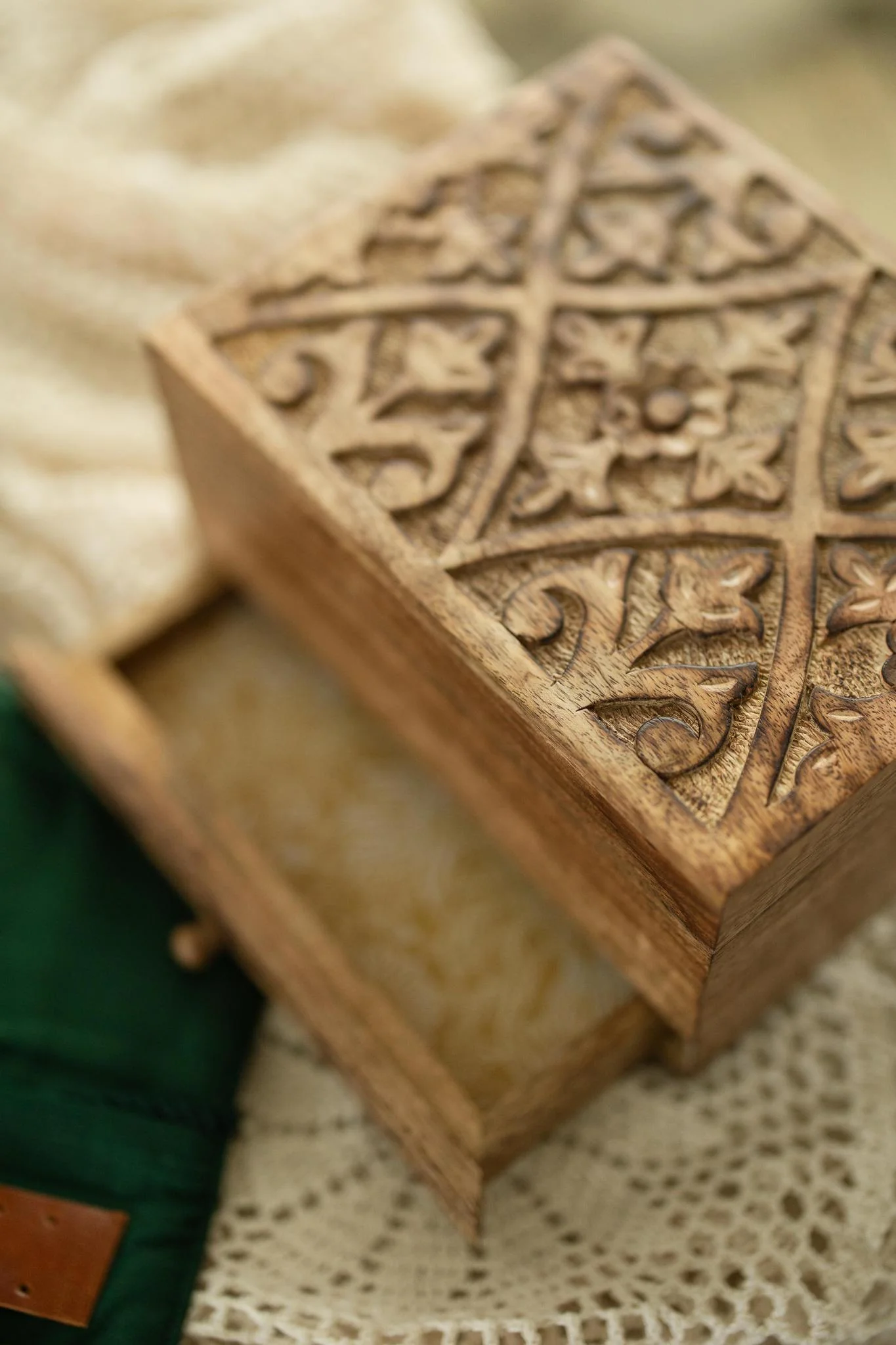 Hand-carved Mango Wood Jewelry Box - Image 2