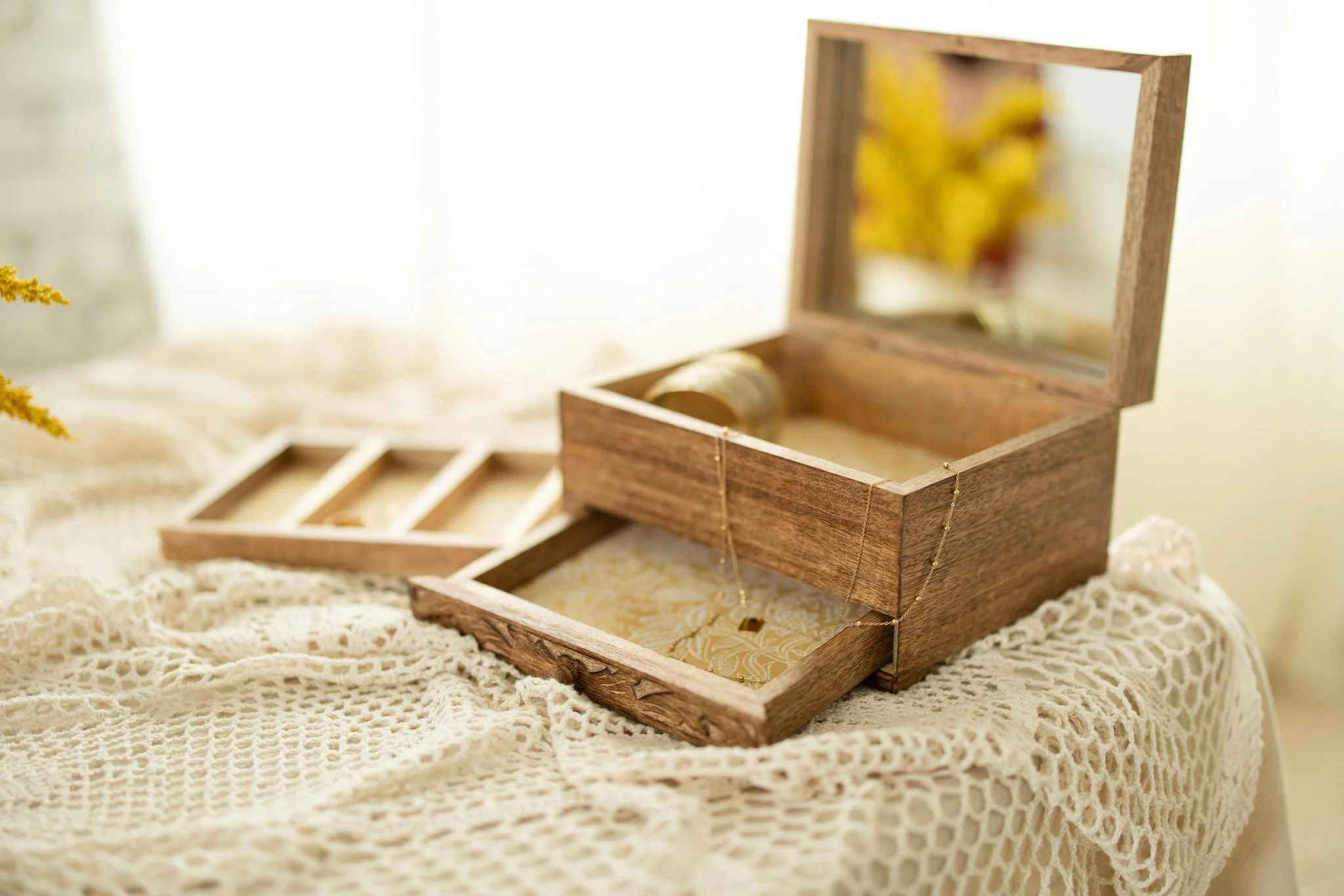 Hand-carved Mango Wood Jewelry Box - Image 6