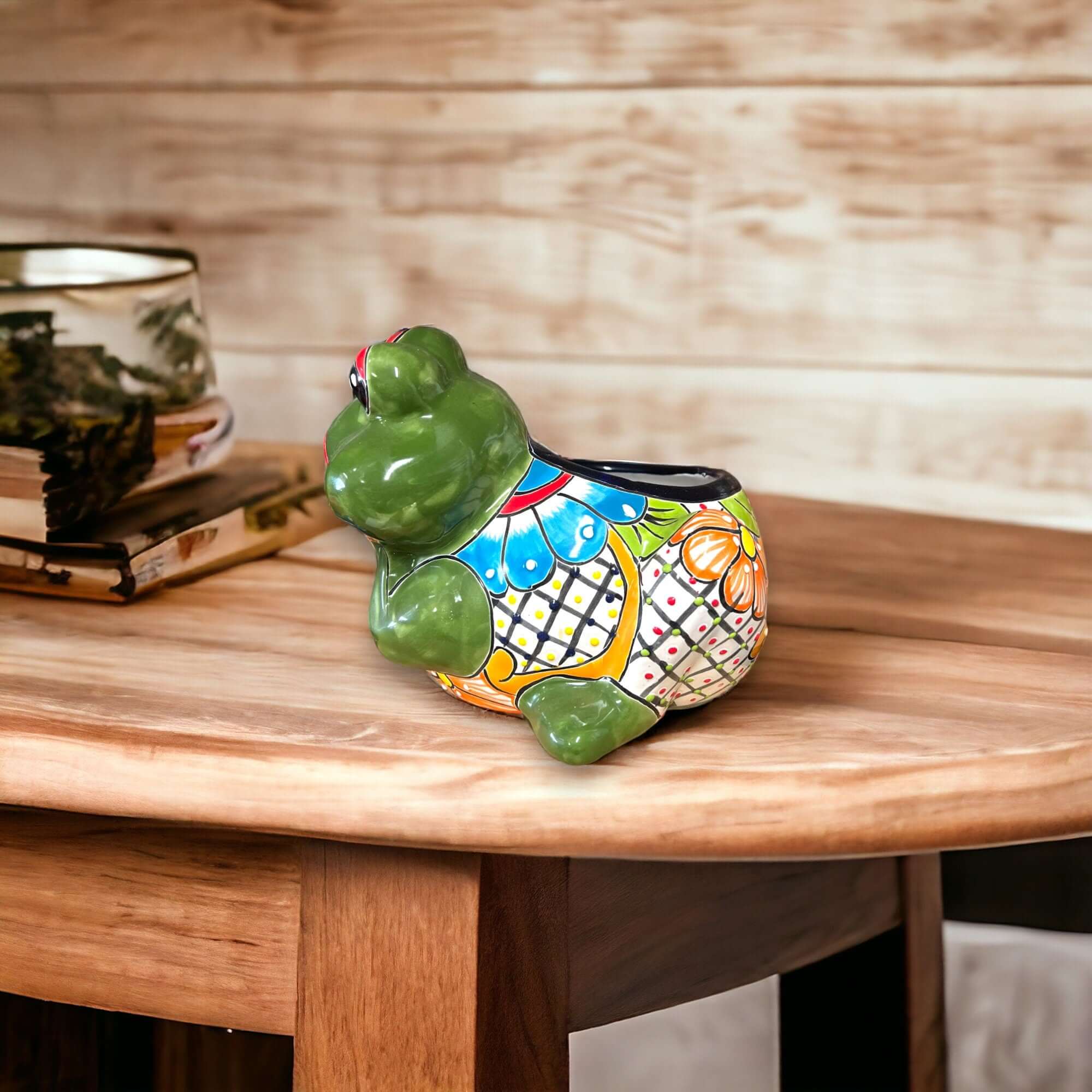 Hand-Painted Talavera Frog Planter | Mexican Art Pottery (Medium Size) - Image 3