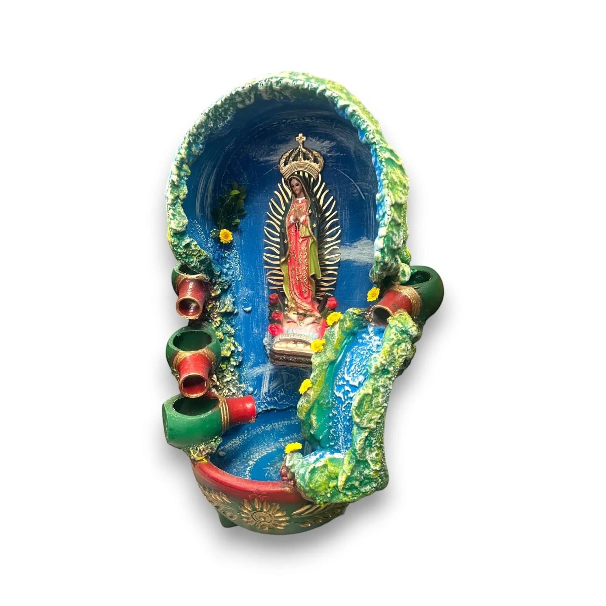 Handcrafted Mexican Outdoor Fountain | Painted Traditional Water Feature - Image 4