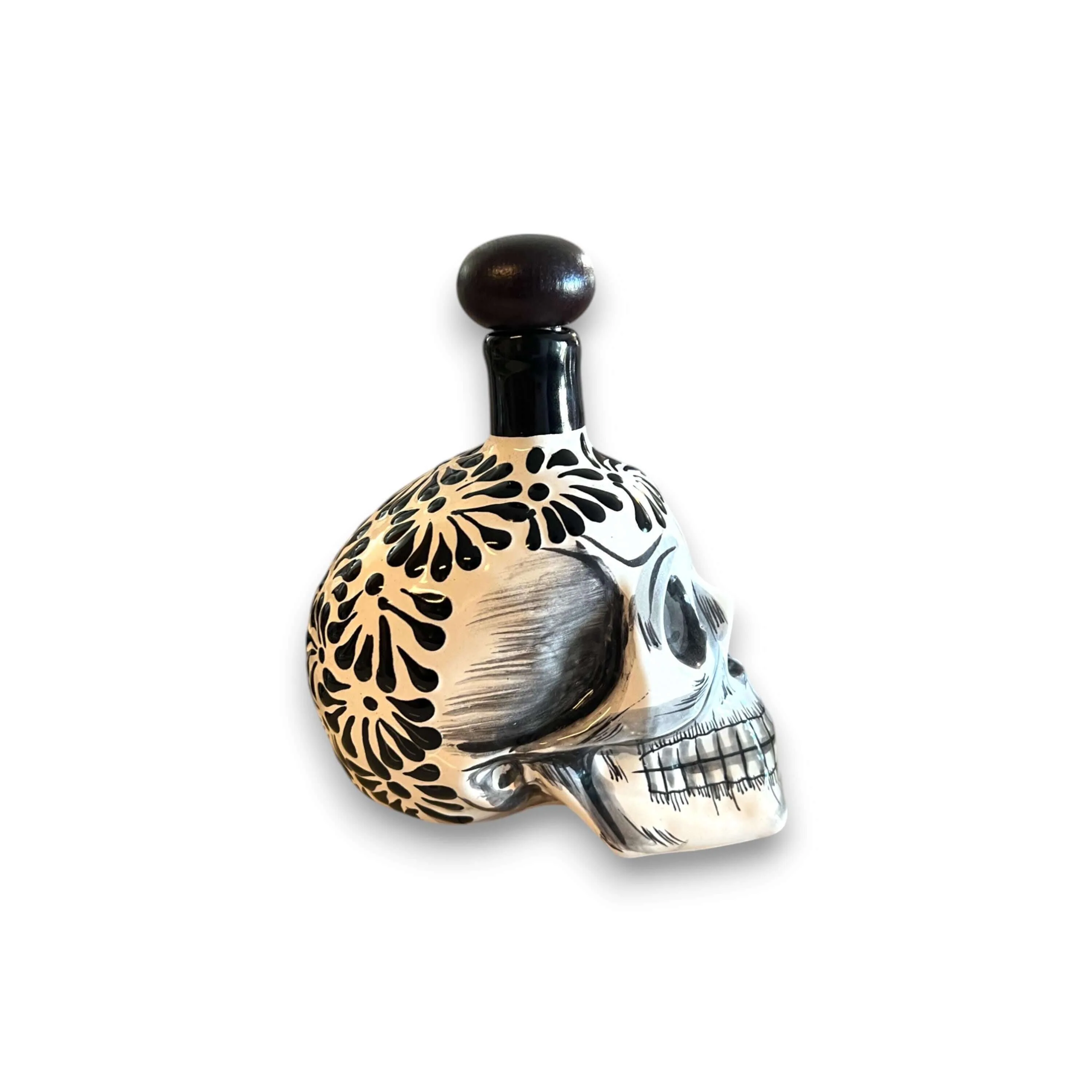 Handmade Skull Decanter Set | Black & White Mexican Barware - Image 4