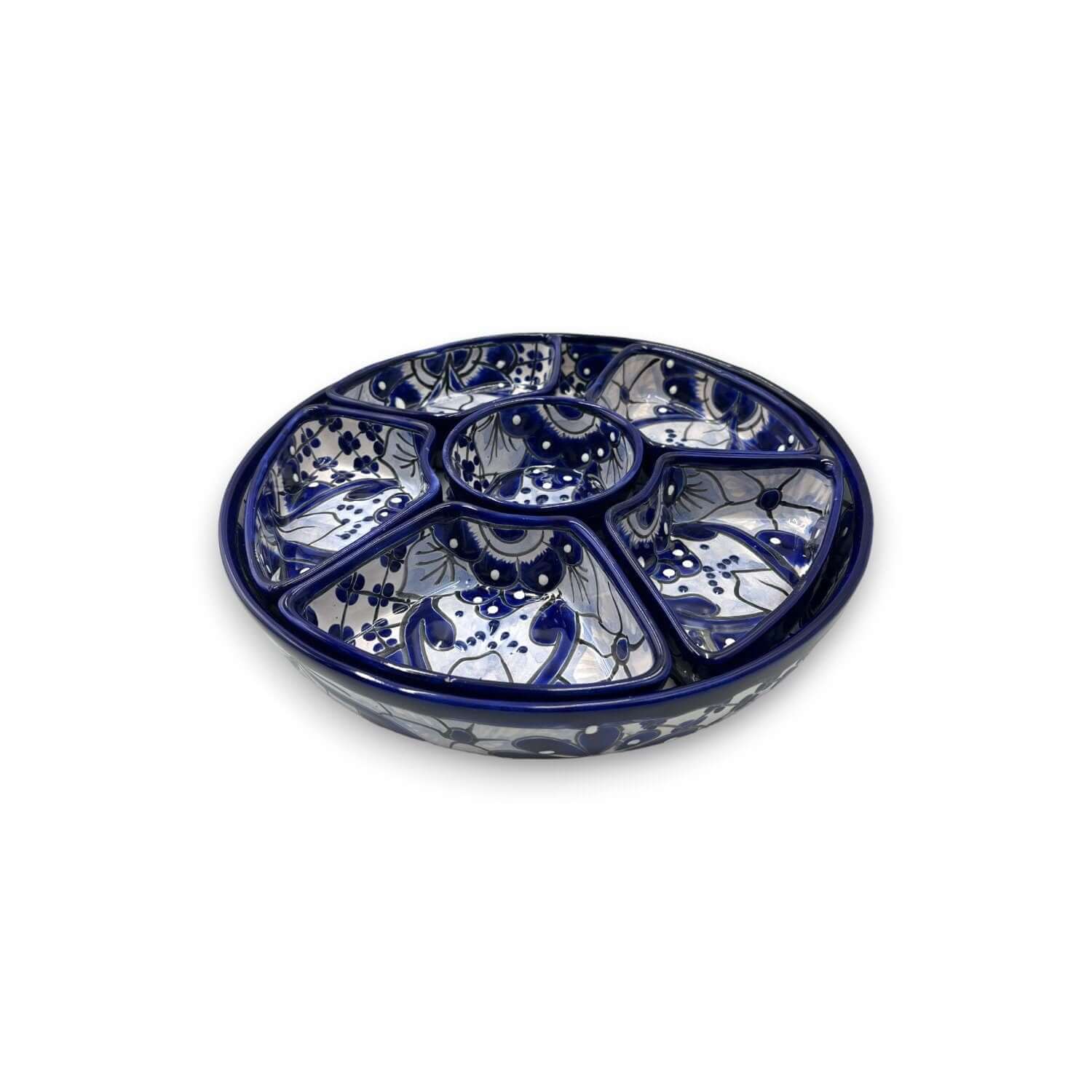 Handmade Talavera Appetizer Tray | Blue and White Sectional Platter - Image 3