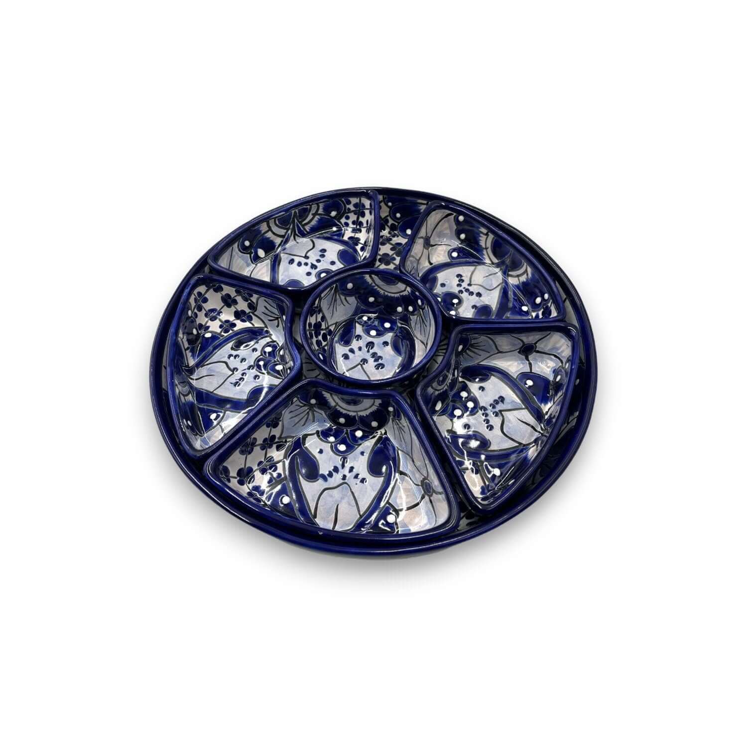 Handmade Talavera Appetizer Tray | Blue and White Sectional Platter - Image 5