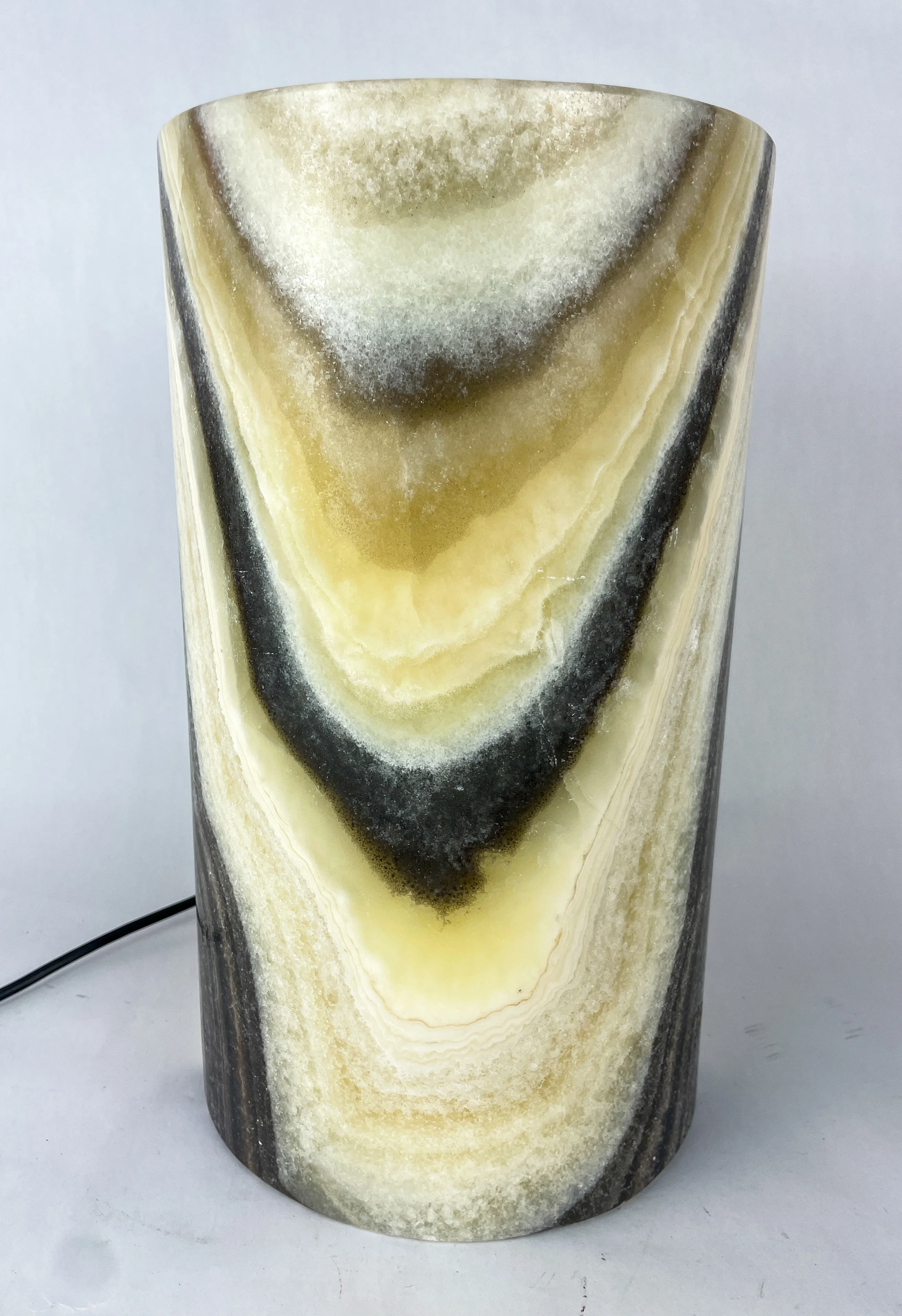 Ivory Onyx Marble Lamp Cylindrical - Lampara Marmol - Image 6