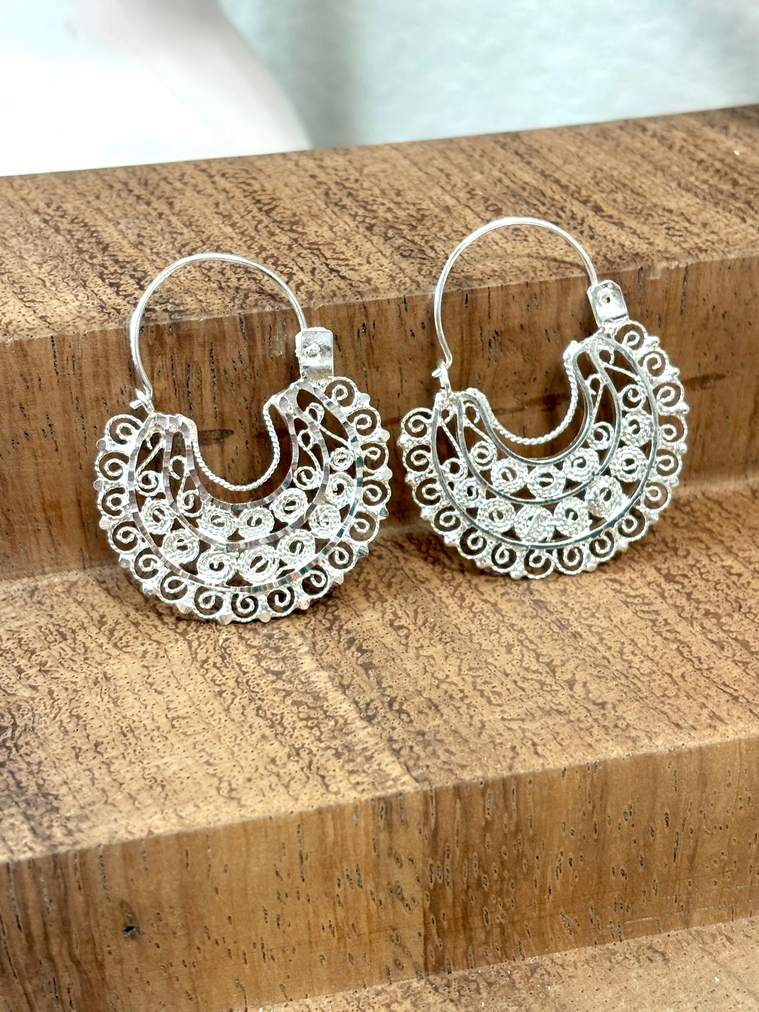Jerezana Hoop Earrings 925 Silver - Arracadas Jerezanas Plata