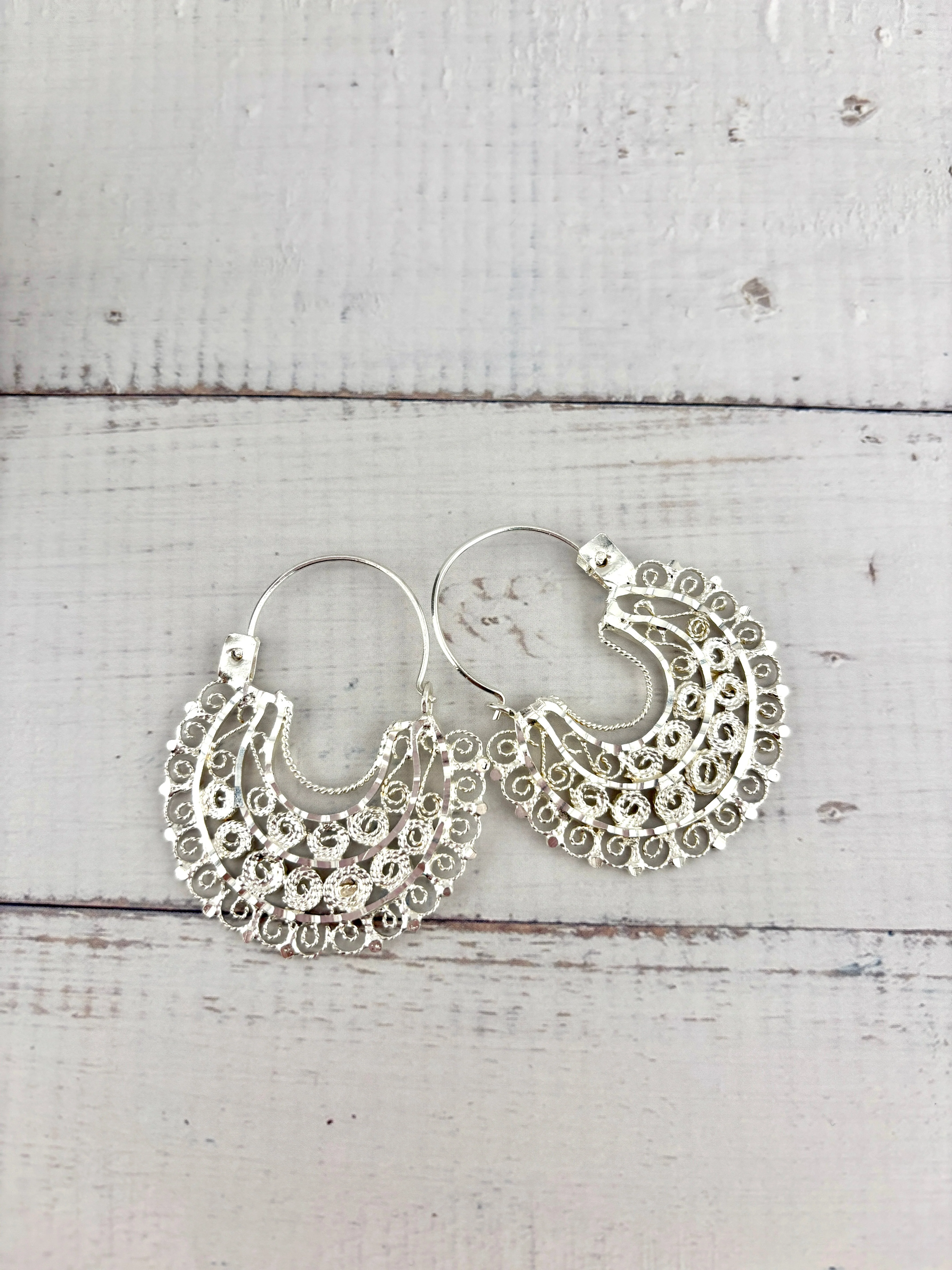 Jerezana Hoop Earrings 925 Silver - Arracadas Jerezanas Plata - Image 5