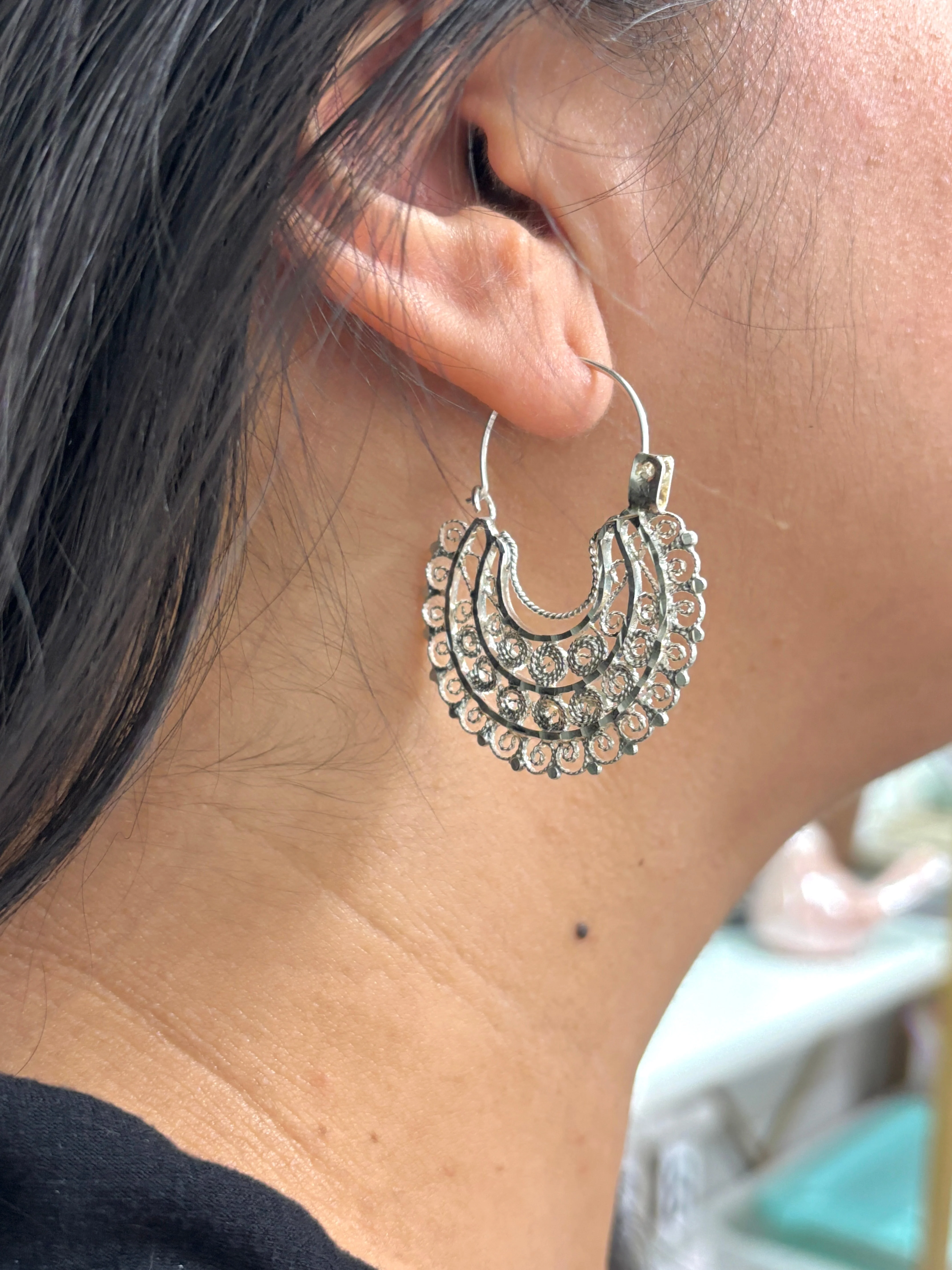 Jerezana Hoop Earrings 925 Silver - Arracadas Jerezanas Plata - Image 6