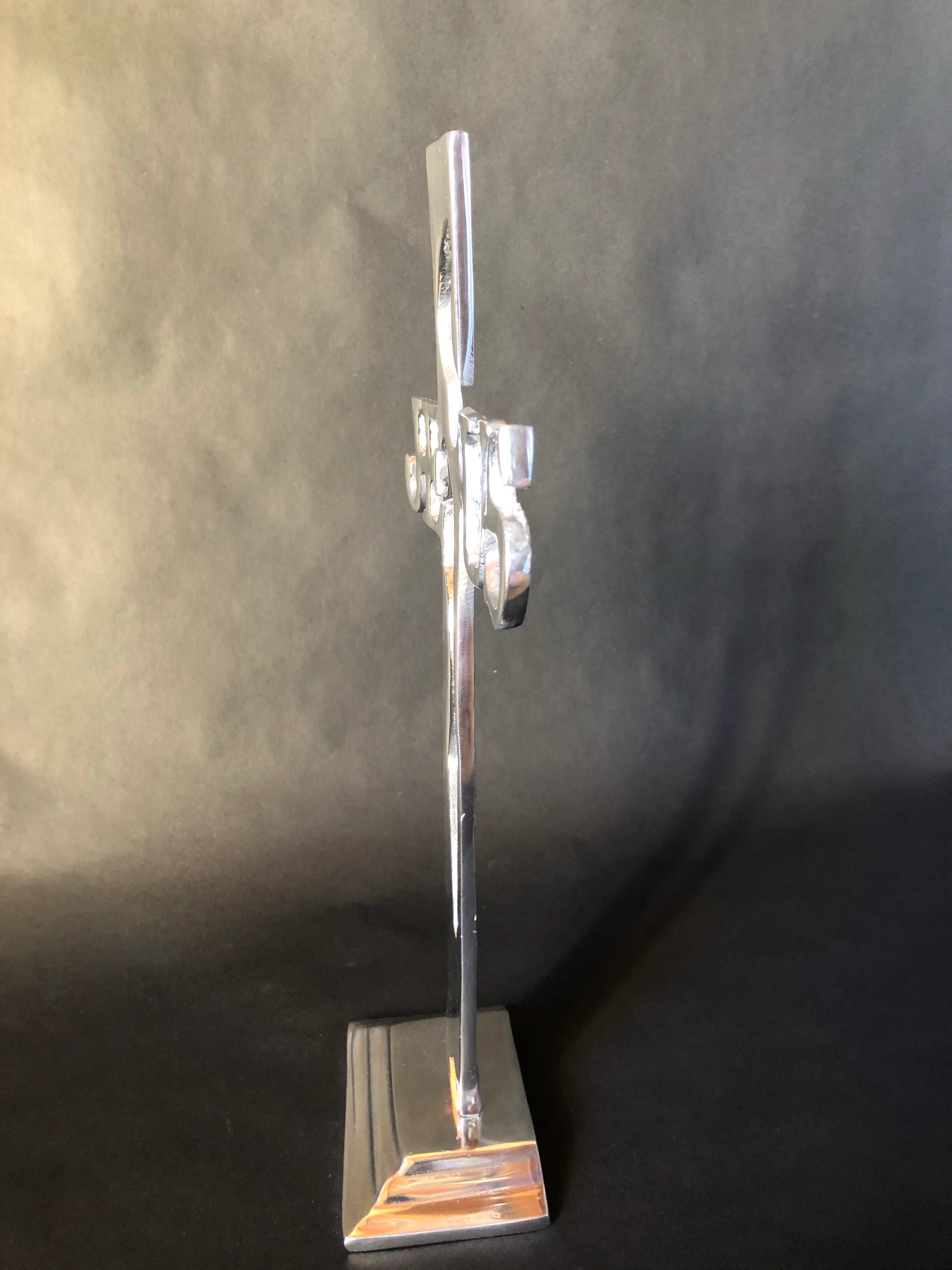 Jesus Cross Statue Standing Cross Pewter Silver Cross - Image 3