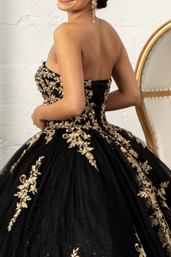 Jewel Embellished Tull Quinceanera Ball Gown w/ Embroidered Mesh Cape - Image 10