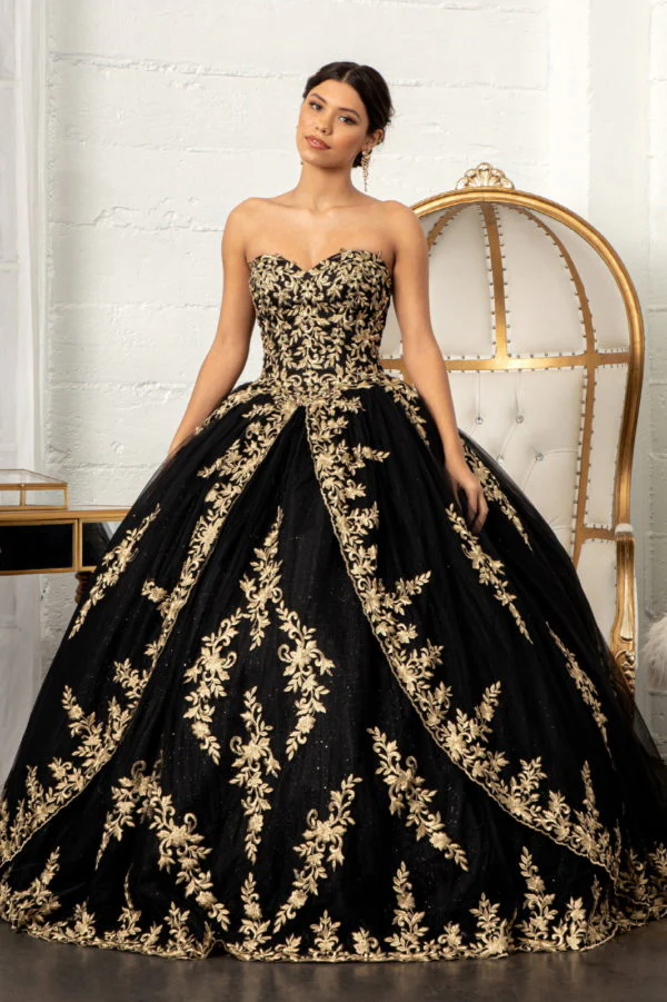 Jewel Embellished Tull Quinceanera Ball Gown w/ Embroidered Mesh Cape - Image 6