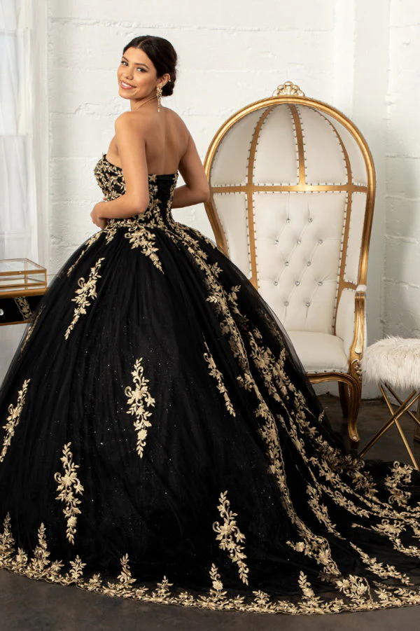 Jewel Embellished Tull Quinceanera Ball Gown w/ Embroidered Mesh Cape - Image 7