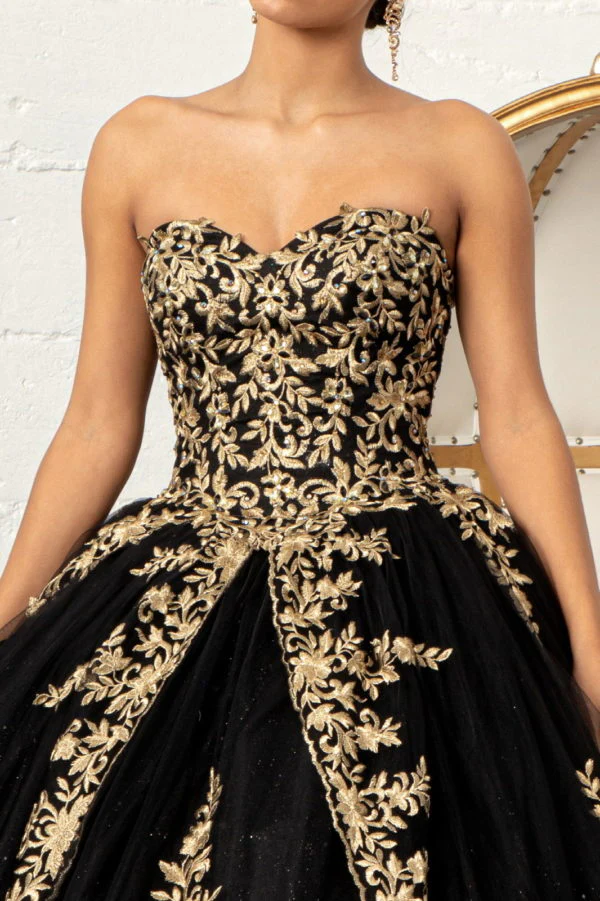 Jewel Embellished Tull Quinceanera Ball Gown w/ Embroidered Mesh Cape - Image 9