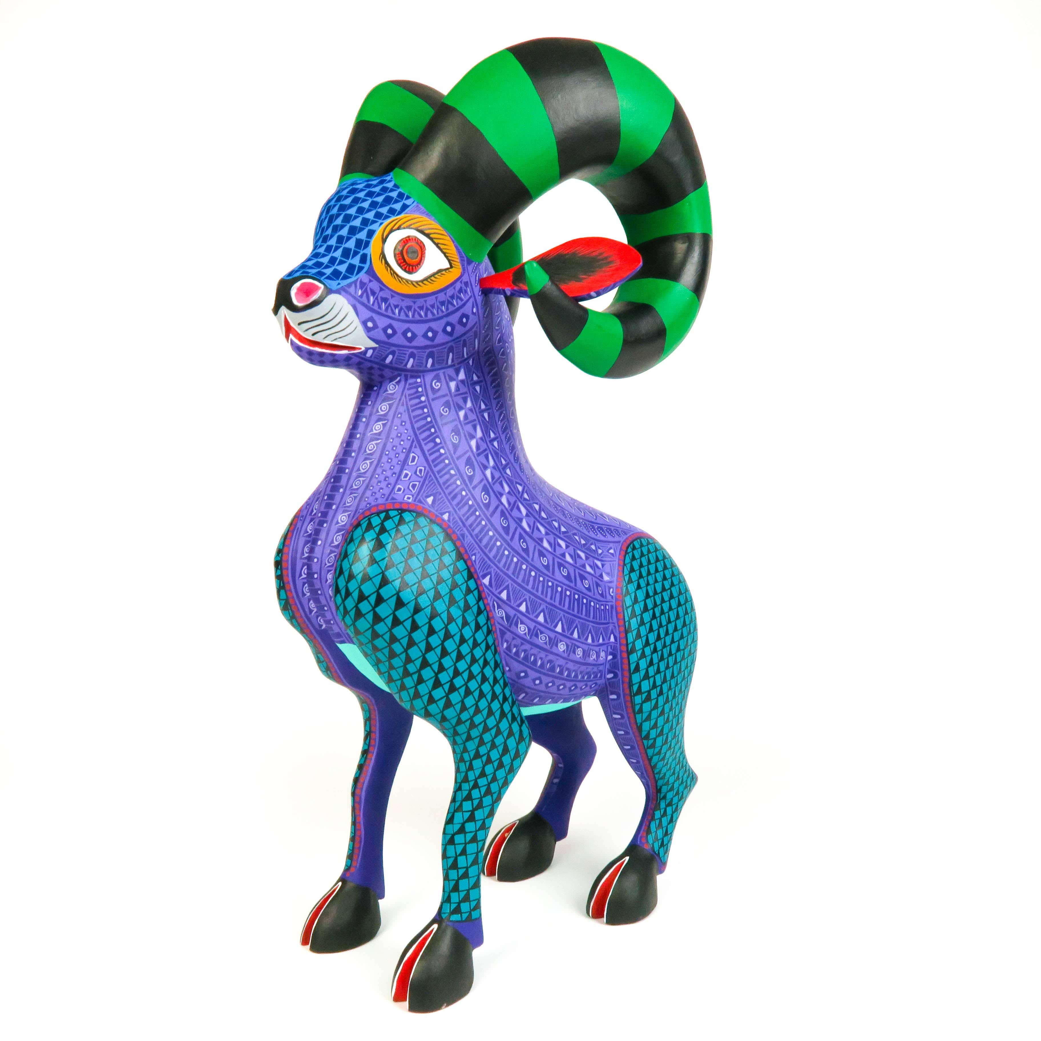 Large Beautiful Ram - Oaxacan Alebrije Wood Carving - Image 8