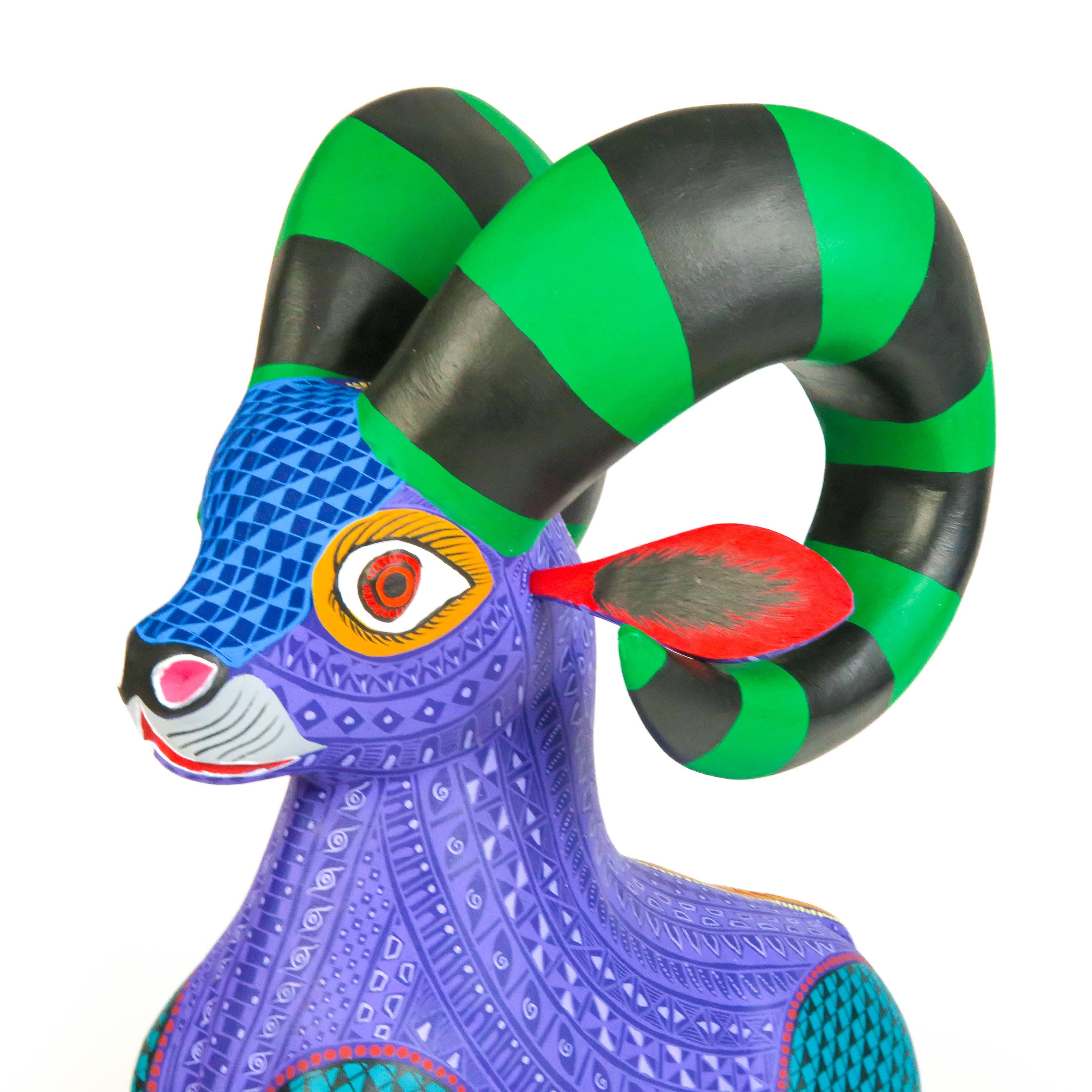 Large Beautiful Ram - Oaxacan Alebrije Wood Carving - Image 9