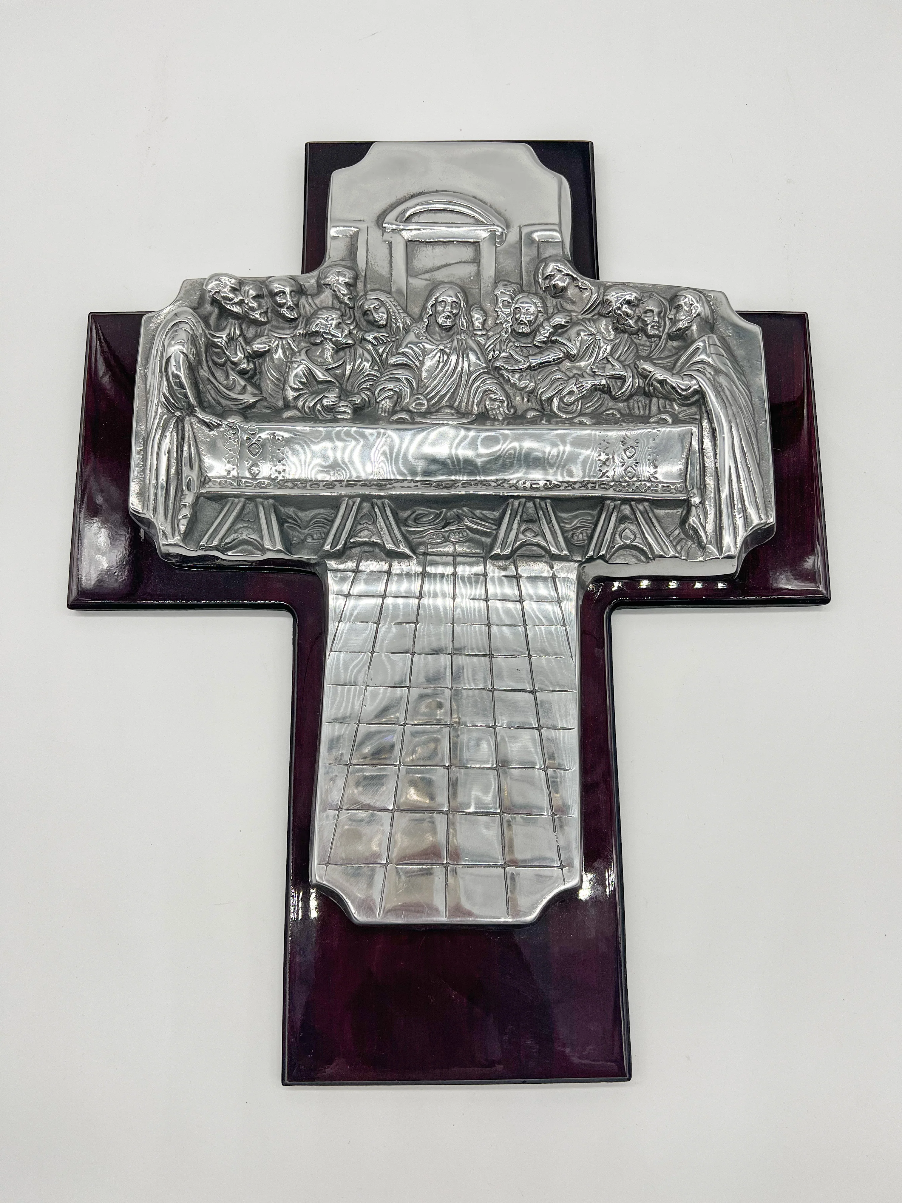 Cross Wall Decor Last Supper Wooden Frame Silver Ultima Cena - Image 7