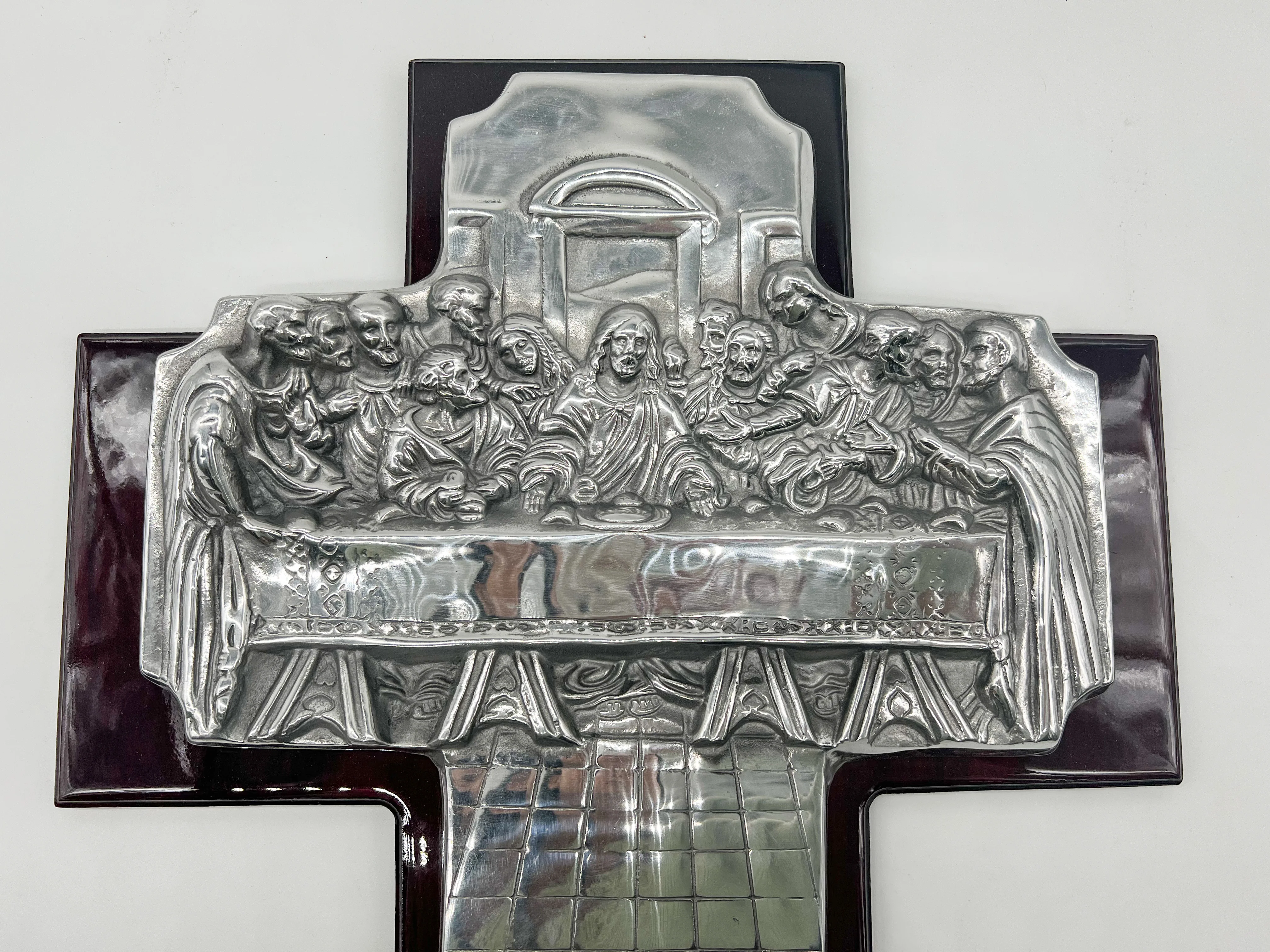 Cross Wall Decor Last Supper Wooden Frame Silver Ultima Cena - Image 8