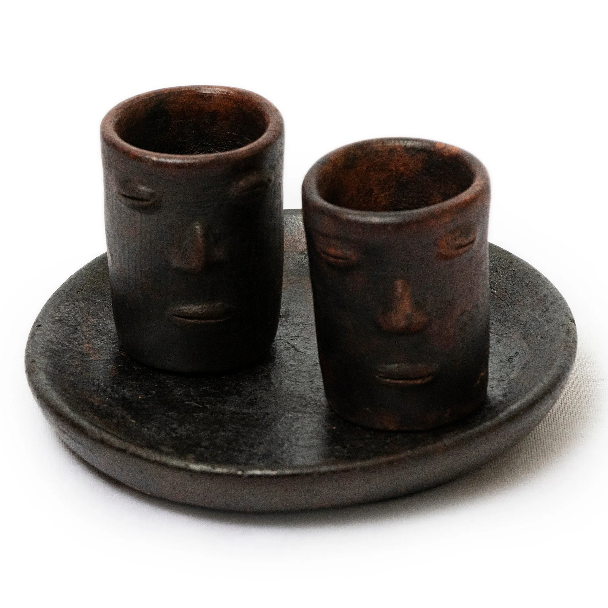 Oaxaca Red Clay Shot Glasses Set - Los Rostros Set Tequilero - Image 3