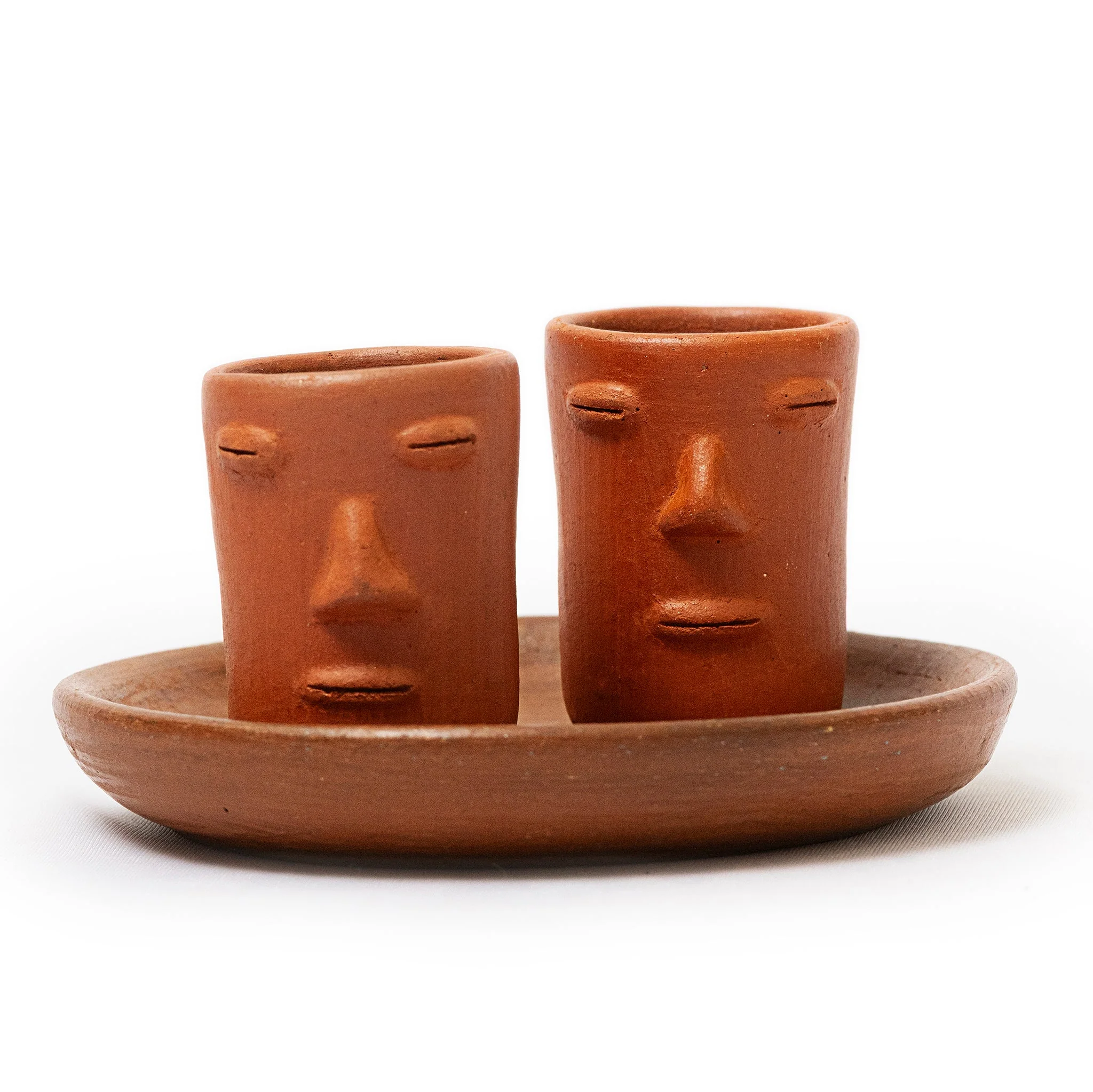 Oaxaca Red Clay Shot Glasses Set - Los Rostros Set Tequilero - Image 4