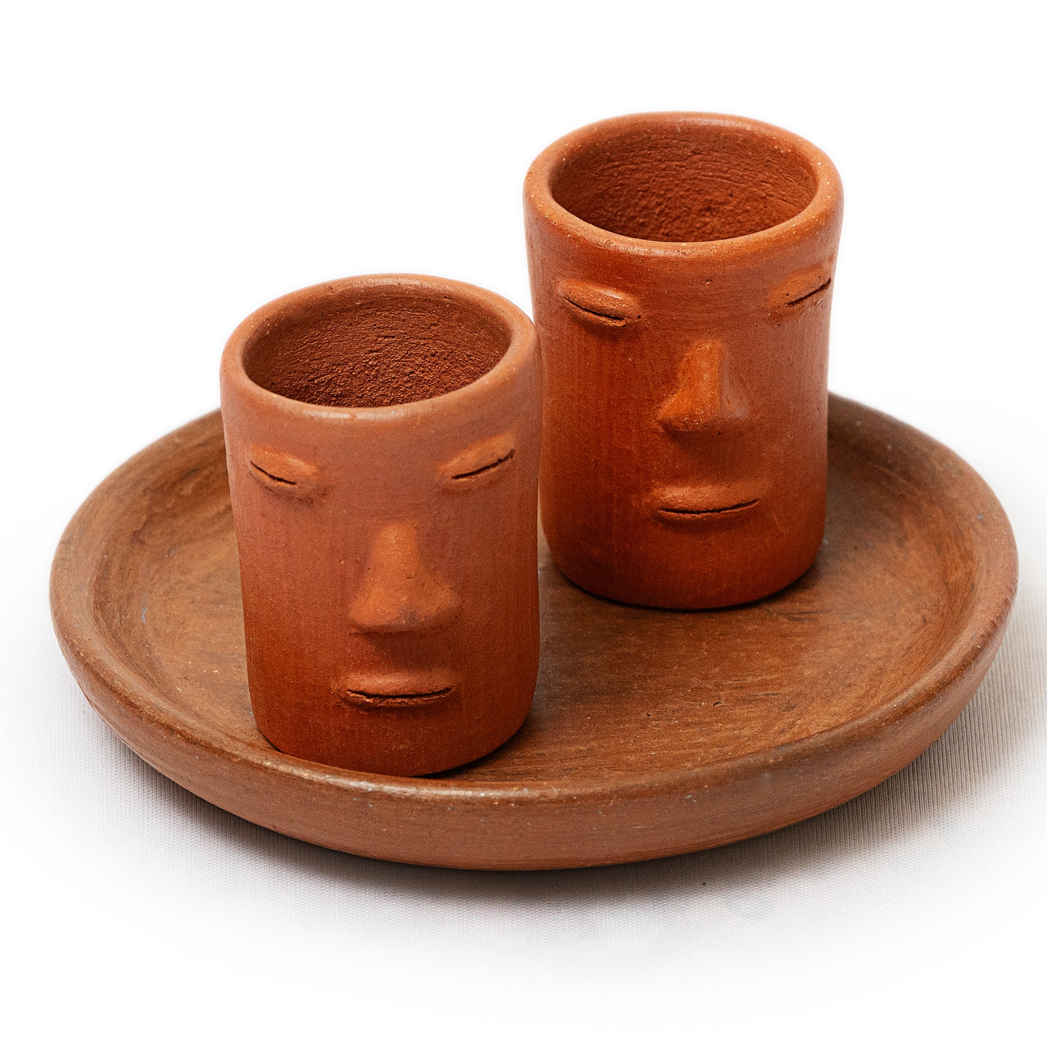 Oaxaca Red Clay Shot Glasses Set - Los Rostros Set Tequilero - Image 6