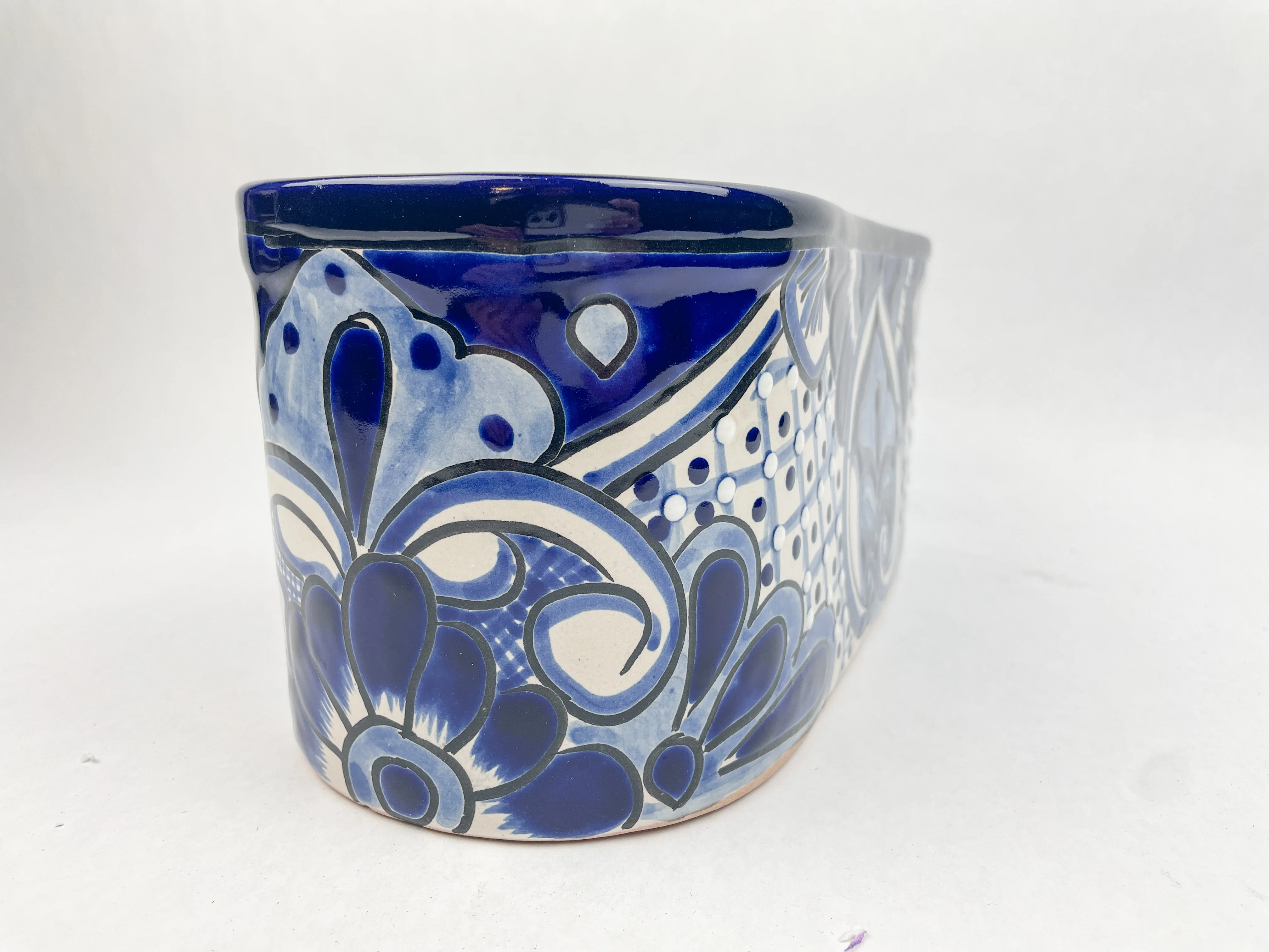 Mexican Talavera Planter 11 Inch Oval Mexican Pottery Colorful - Image 11