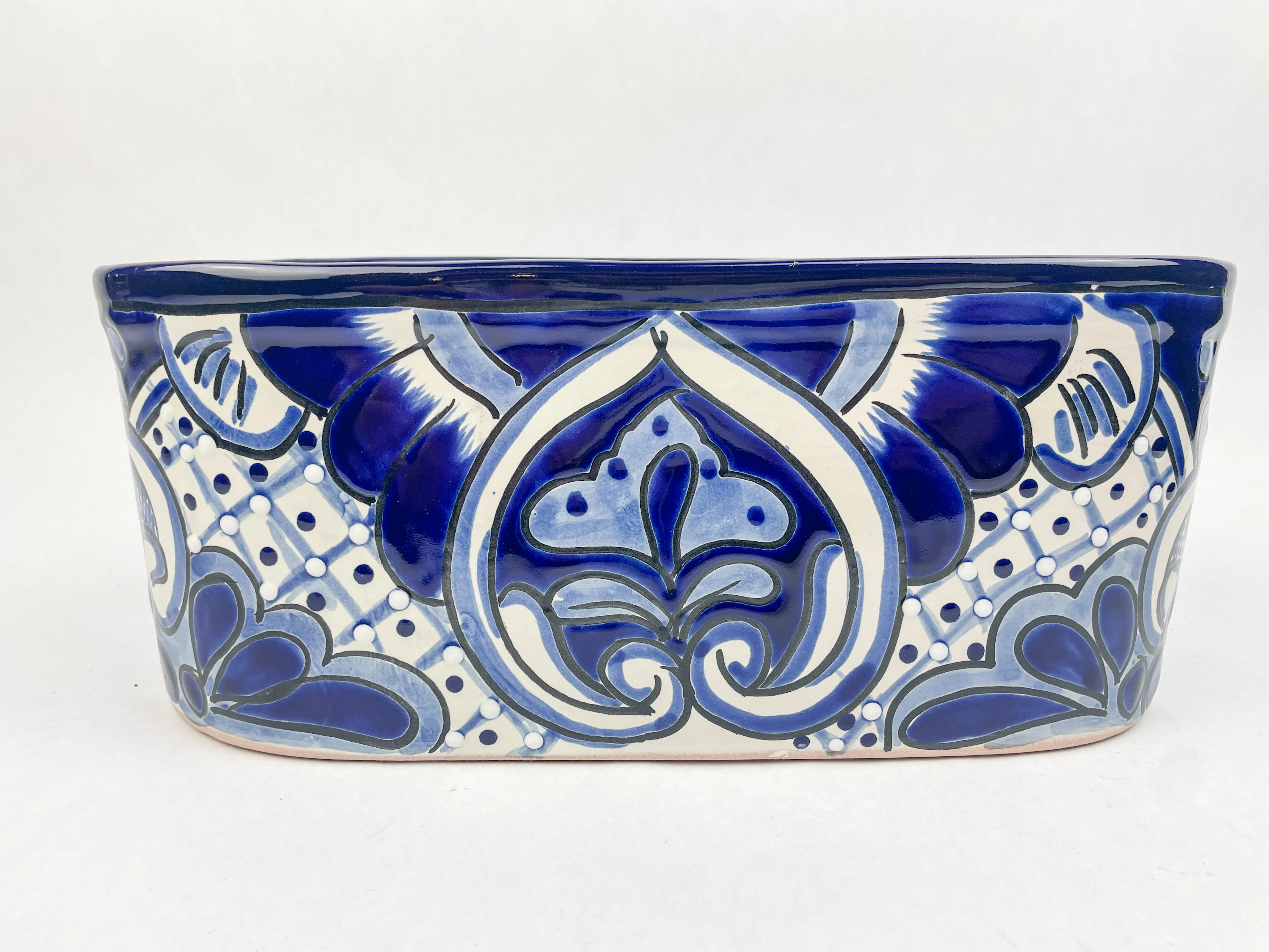 Mexican Talavera Planter 11 Inch Oval Mexican Pottery Colorful - Image 12